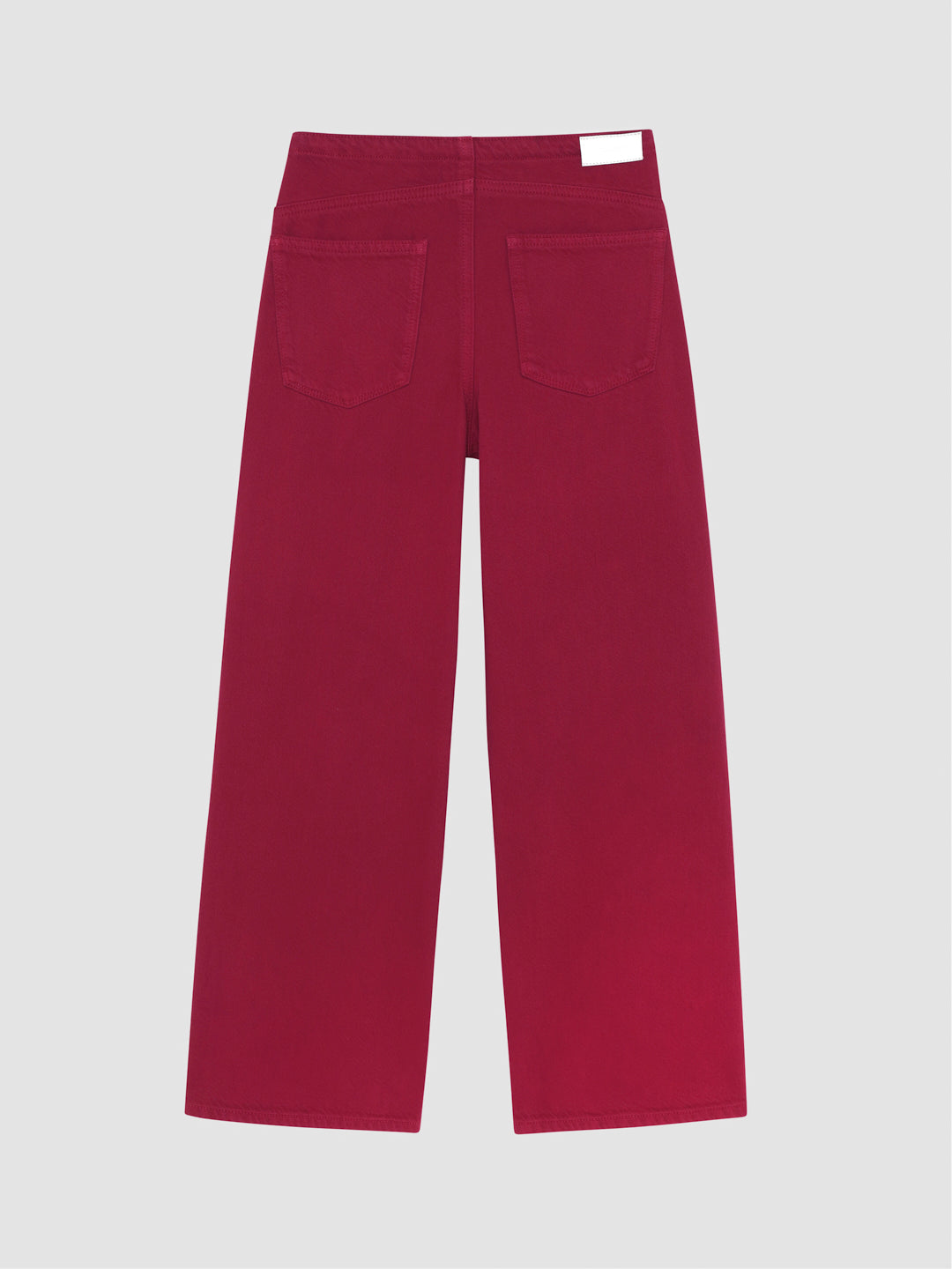 DL1961 girls' Frankie low-slung wide-leg jeans in raspberry red 'Rouge', flat back view with pockets.