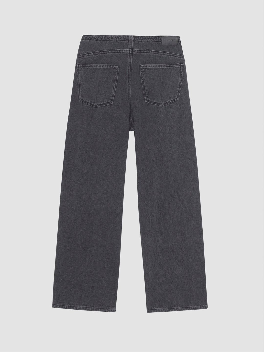 DL1961 girls' Frankie Low-Slung Wide-Leg jeans in washed charcoal 'Nightshade Lace', flat back view.