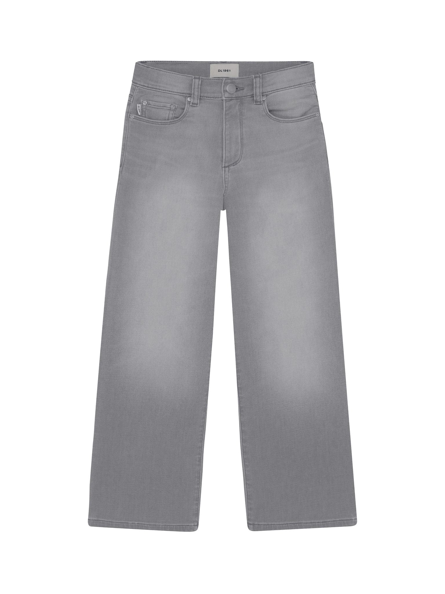 DL1961 Kids girls' Lily wide-leg jeans in Washed Grey Knit, ghost product image, front view
