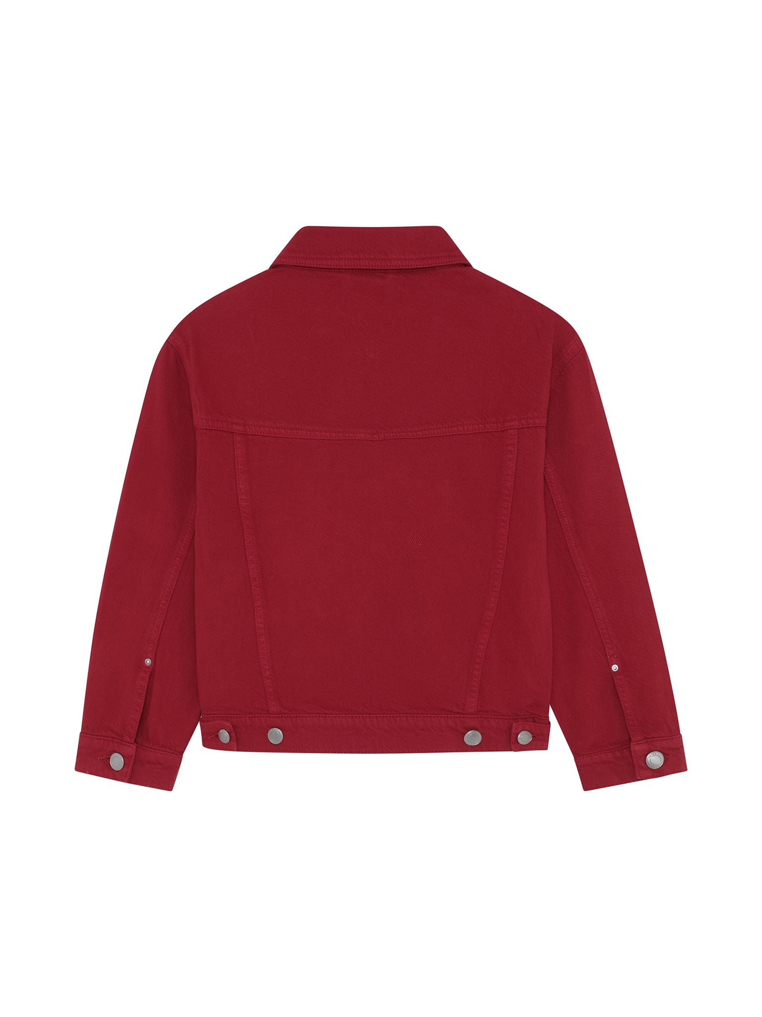 DL1961 Kids girls' Jordyn trucker jacket in Rouge, ghost product image, back view