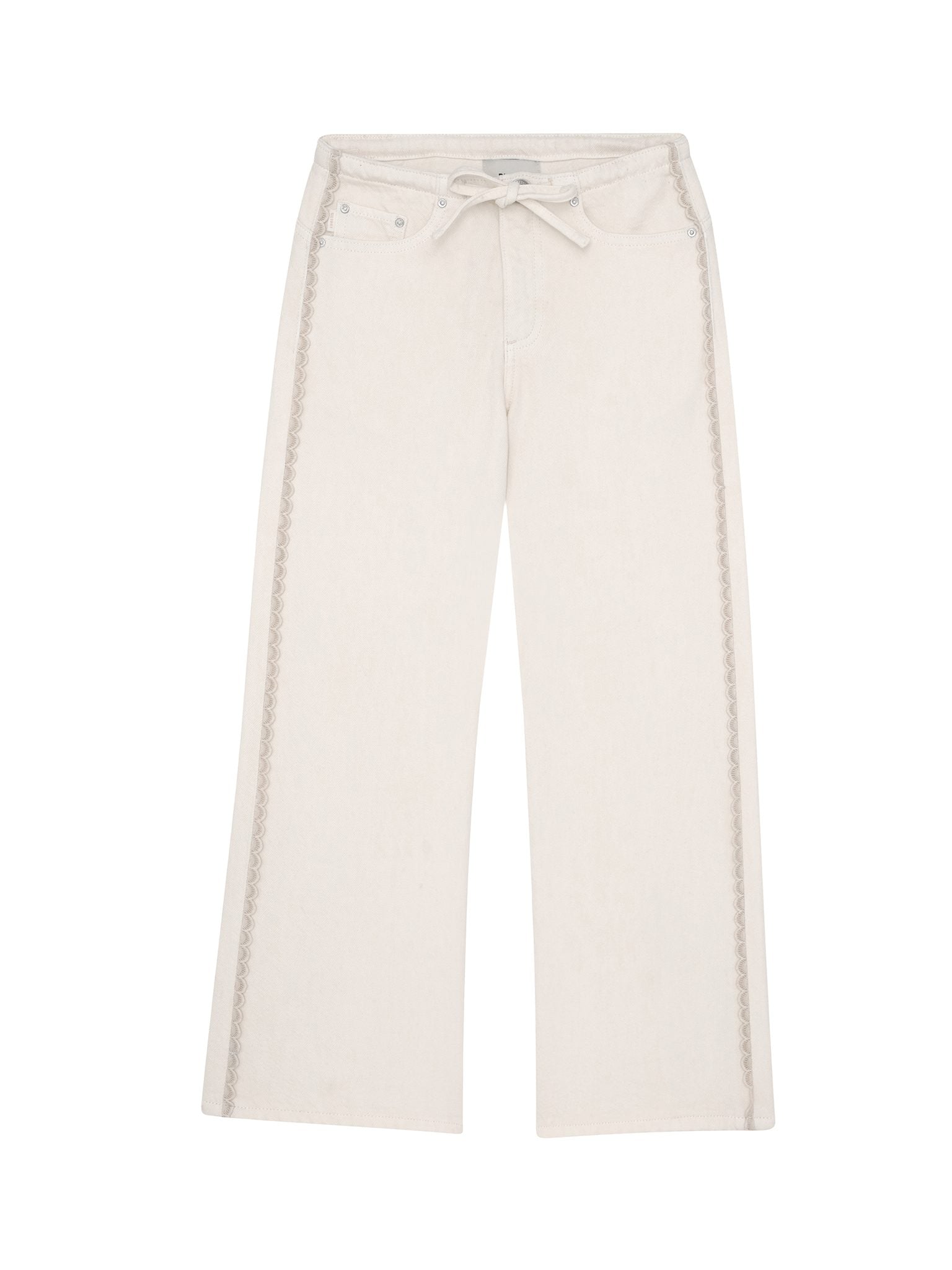 DL1961 Kids girls' Frankie low-slung jeans in Lace Sugar Cookie, ghost product image, front view