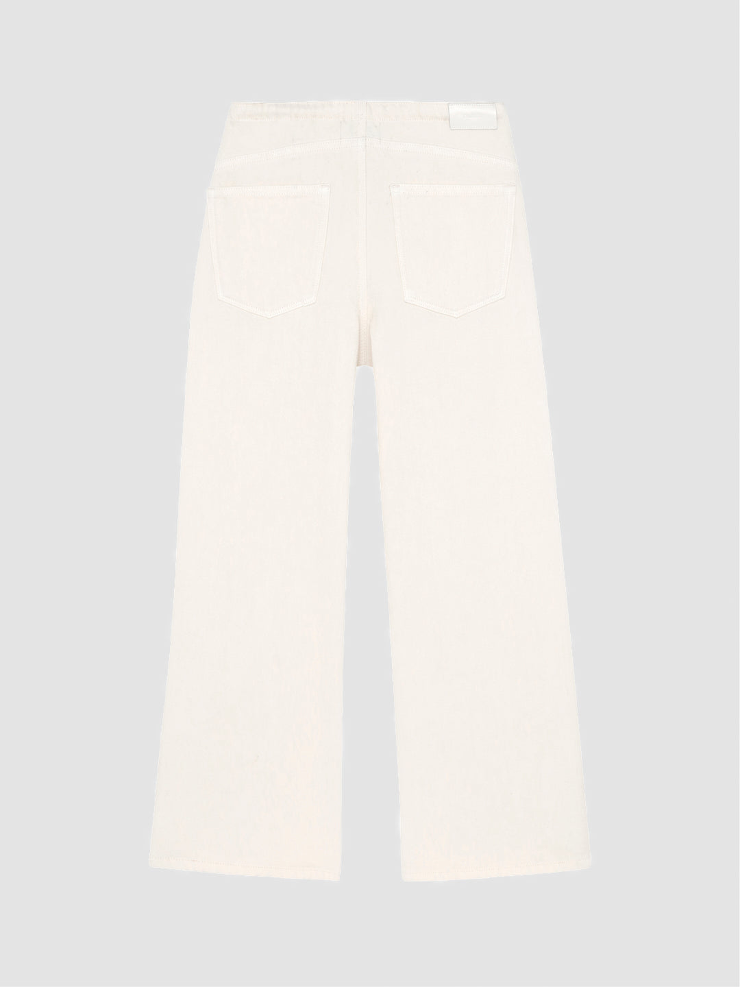 DL1961 girls' Frankie low-slung wide-leg jeans in cream 'Lace Sugar Cookie', flat back view with pockets.