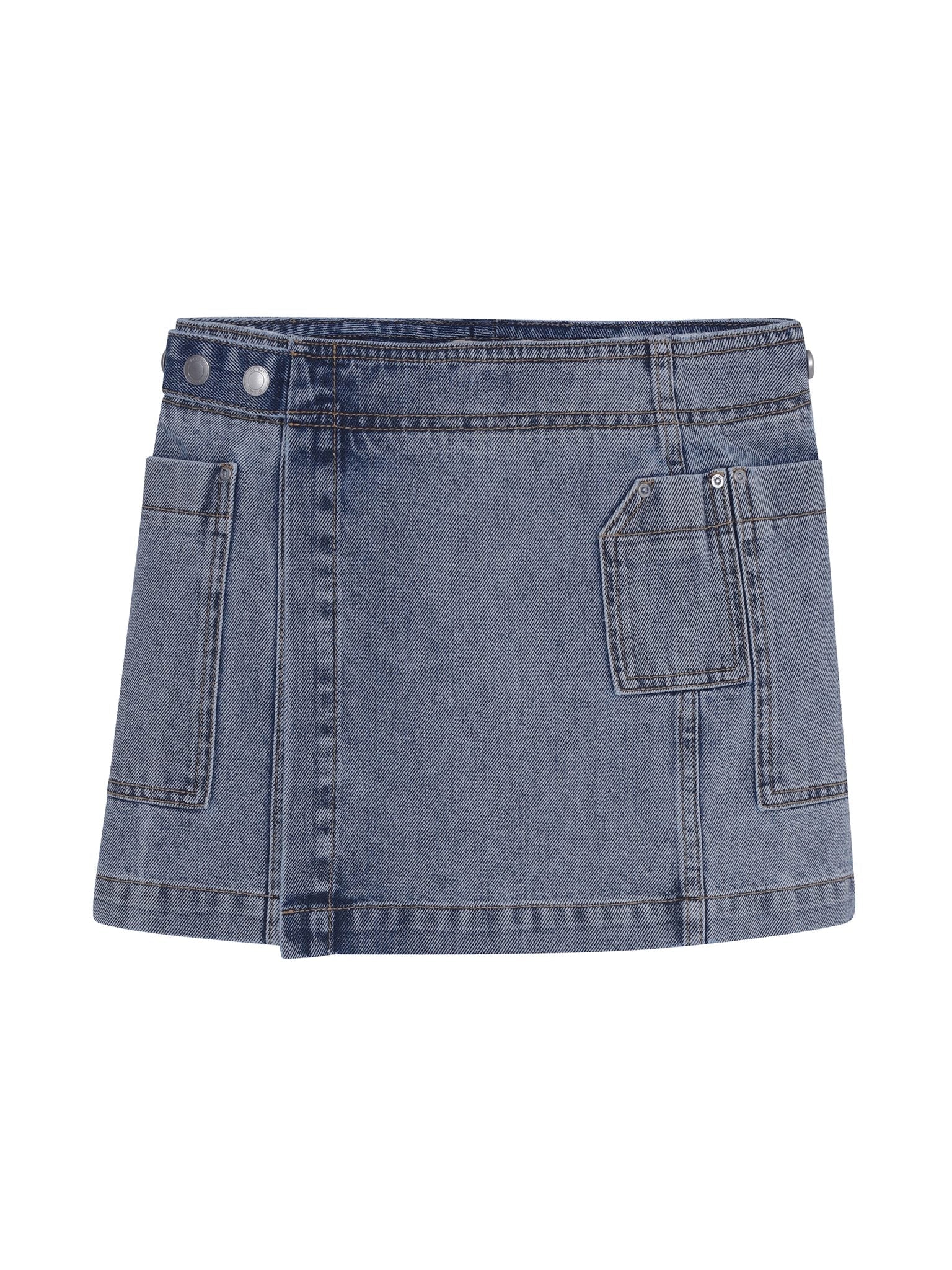 DL1961 Kids girls' Selina skirt in Silver Stream, ghost product image, front view