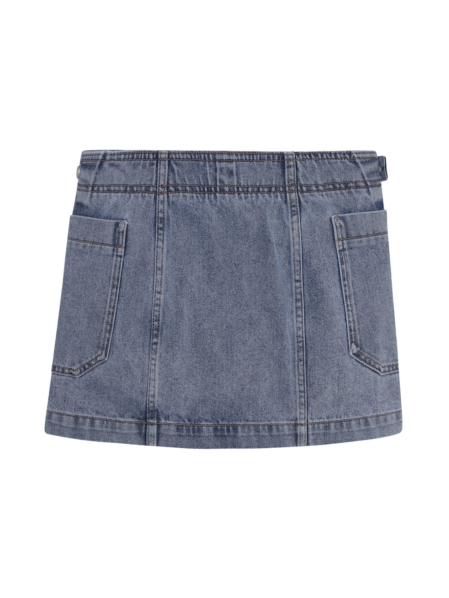 DL1961 Kids girls' Selina skirt in Silver Stream, ghost product image, back view