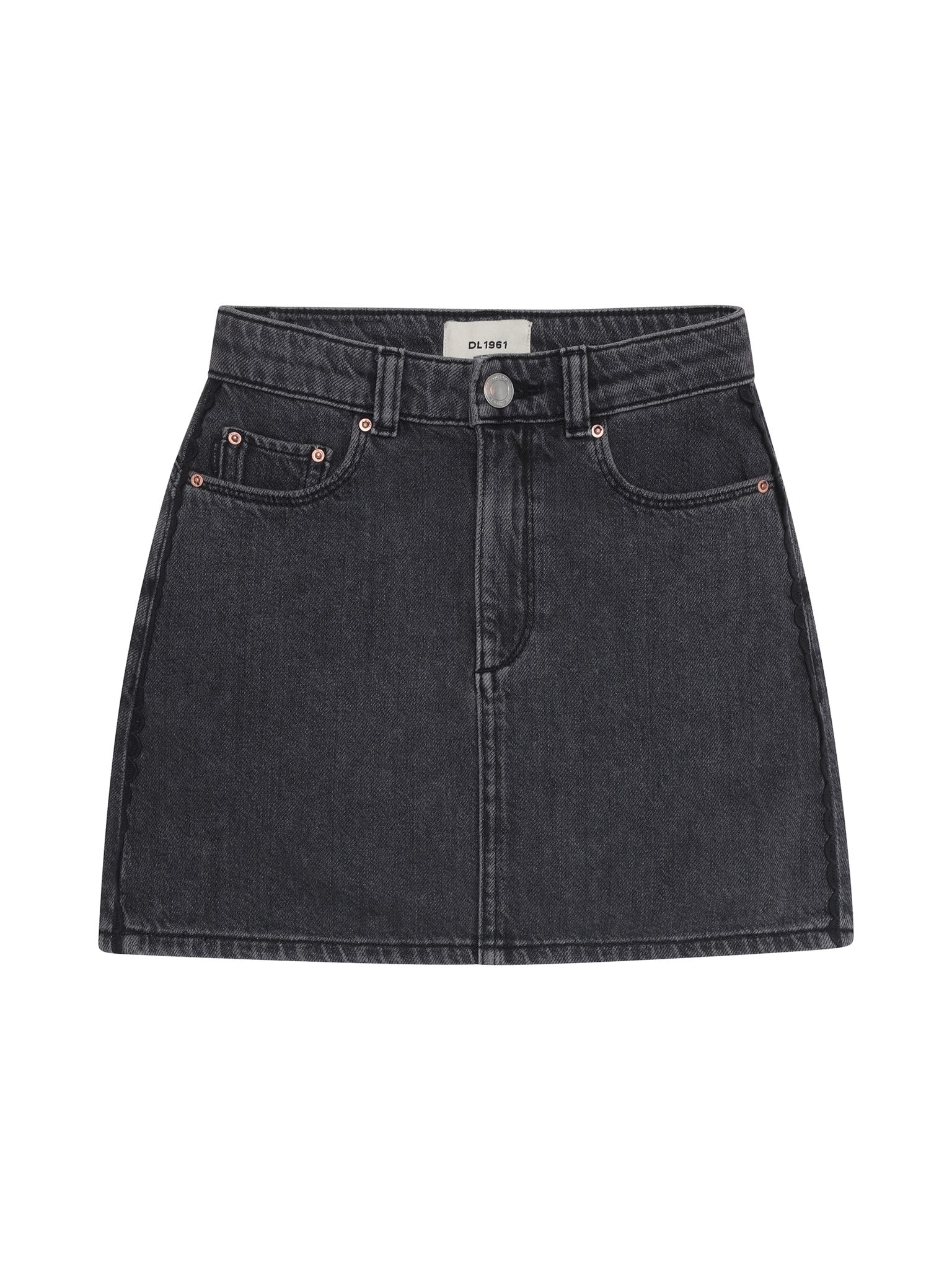 DL1961 Kids girls' Lane skirt in Nightshade Lace, ghost product image, front view