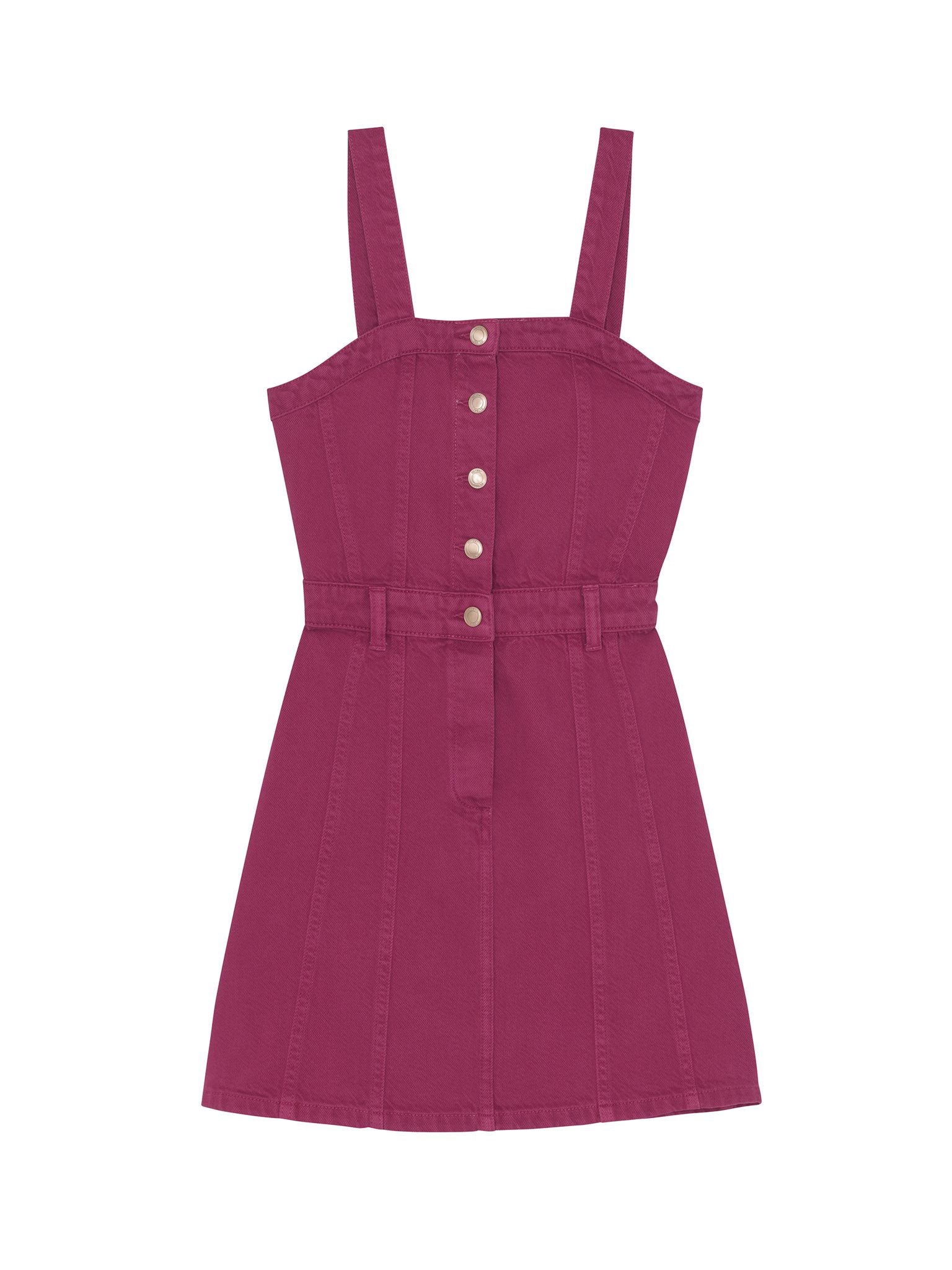 DL1961 Kids girls' Trucker dress in Sugar Blush, ghost product image, front view