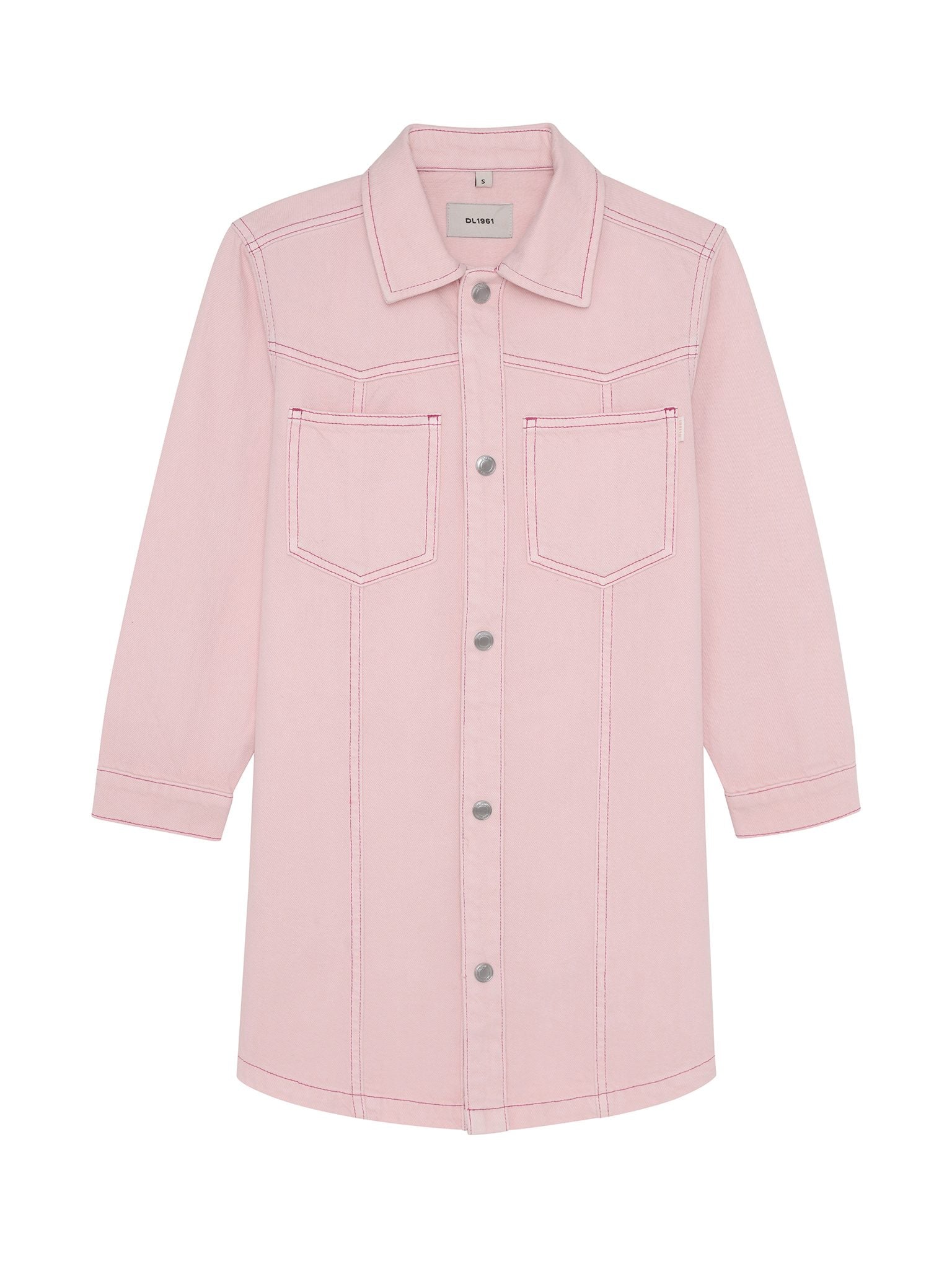 DL1961 Kids girls' Simona dress in Primrose Pink, ghost product image, front view