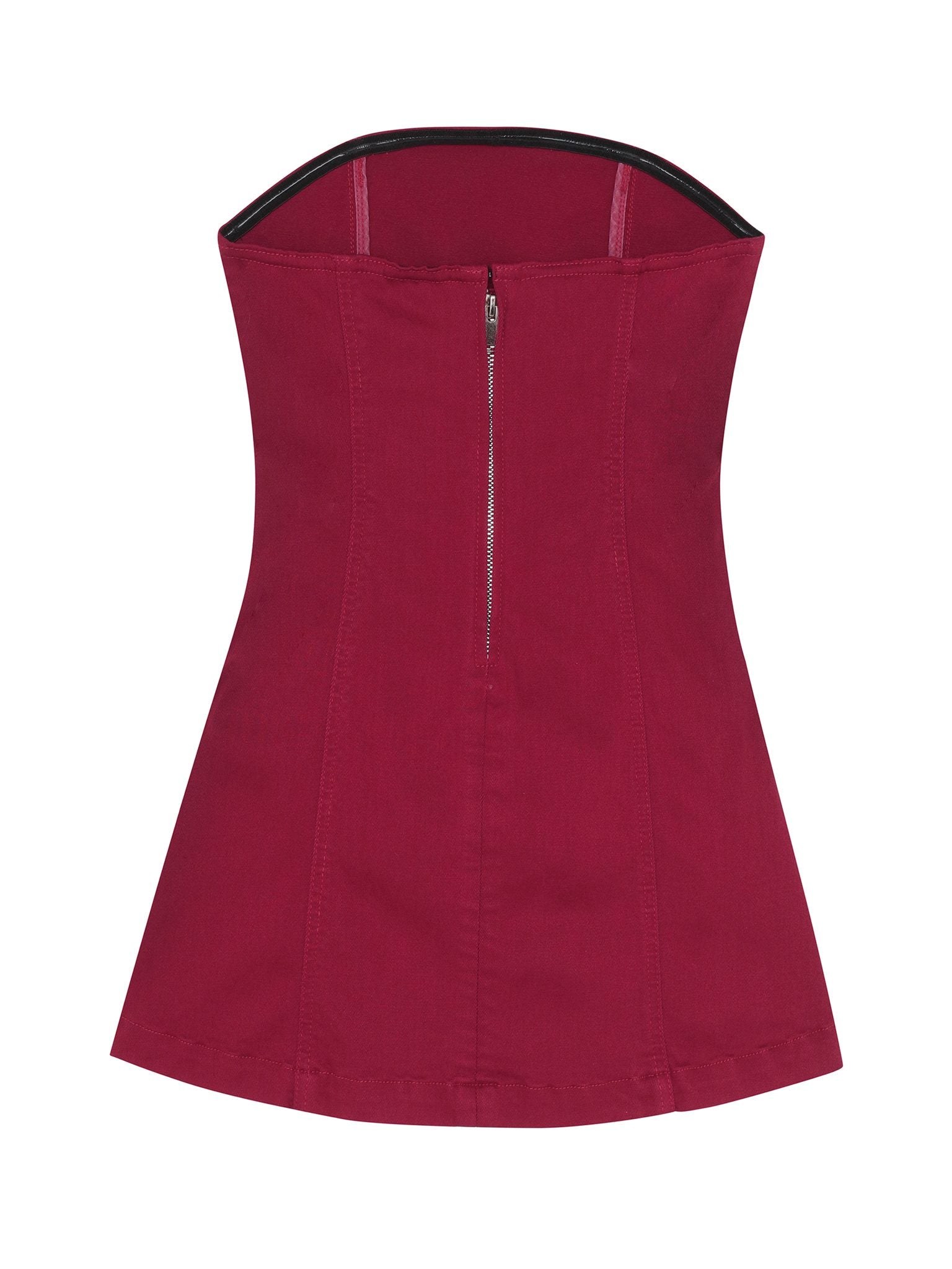 DL1961 Kids girls' Bety strapless dress in Rouge, ghost product image, back view