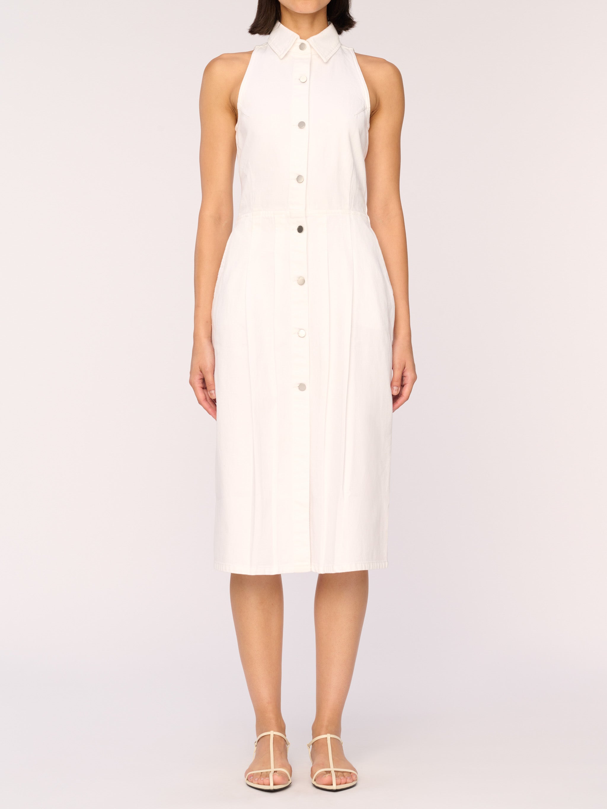 Daphne Denim Dress Midi | White