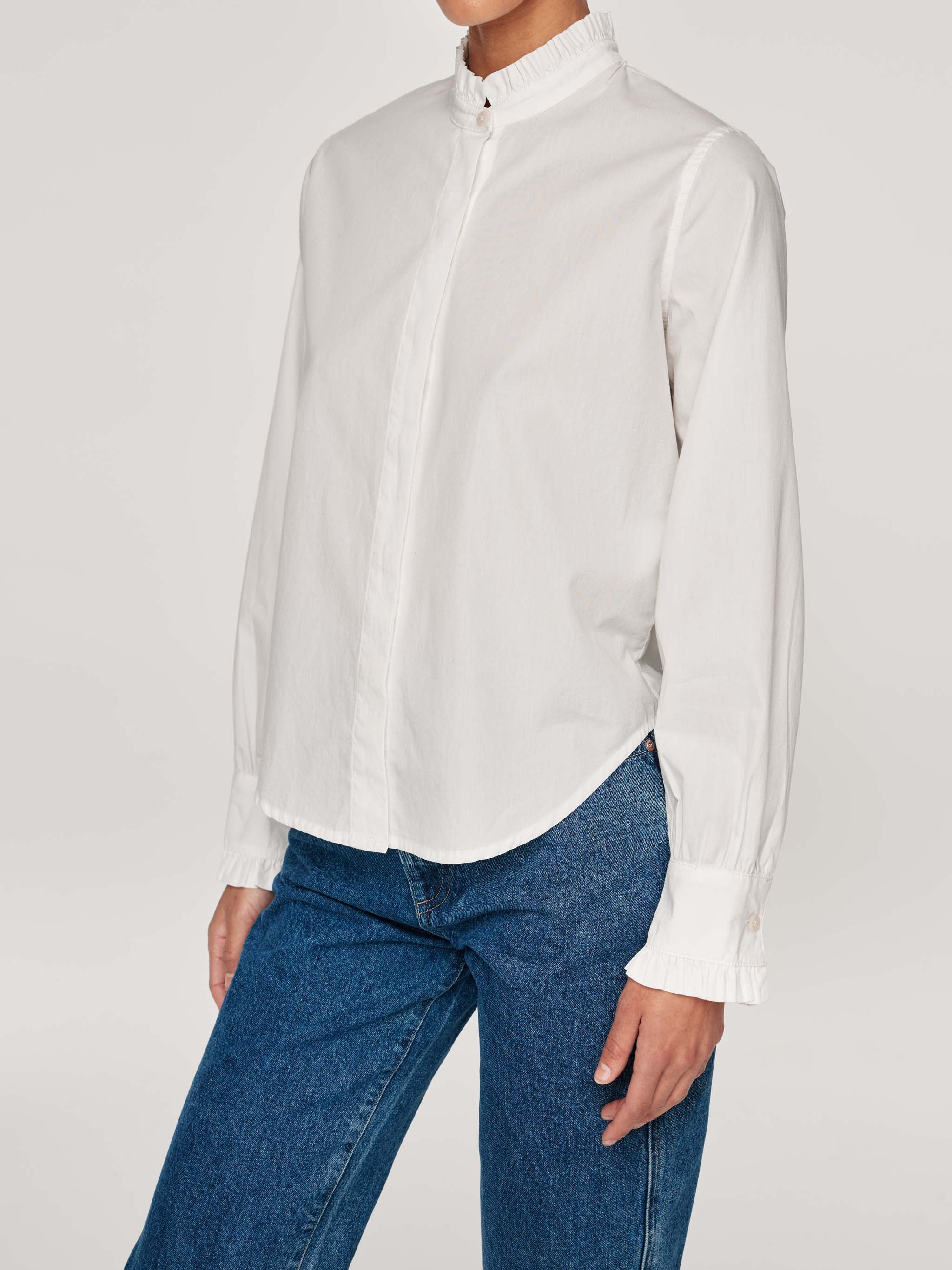 Simone Top Ruffle | White Poplin