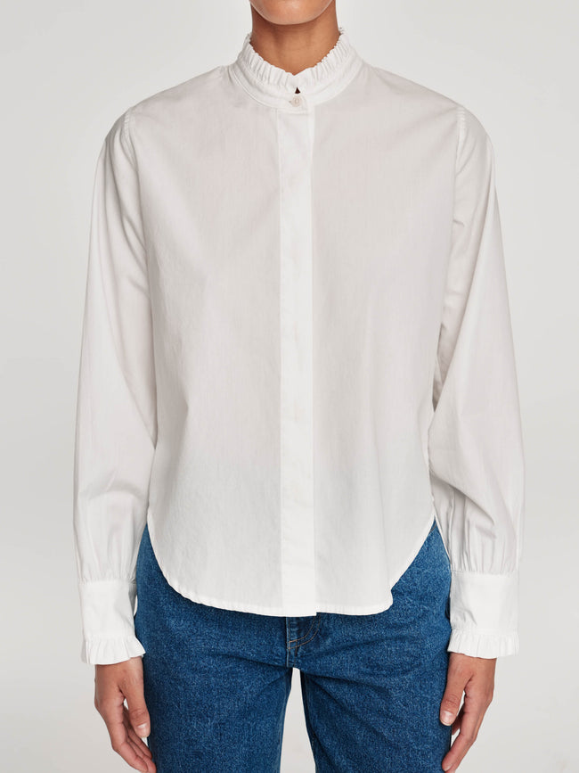 Simone Top Ruffle | White Poplin