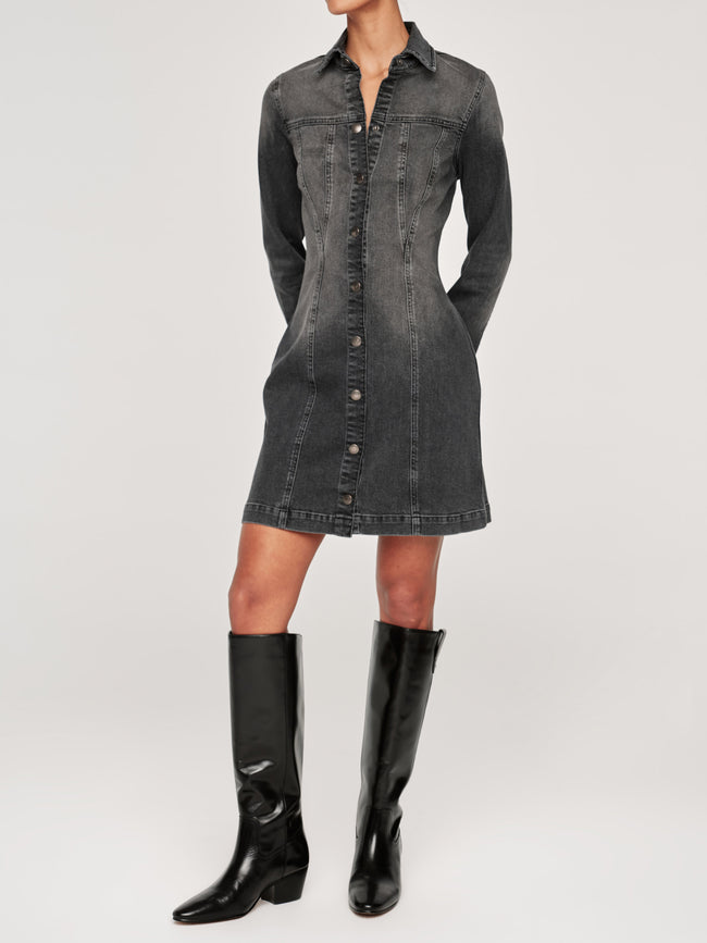 Payton Denim Dress Long Sleeve Mini | Lt. Nightshade