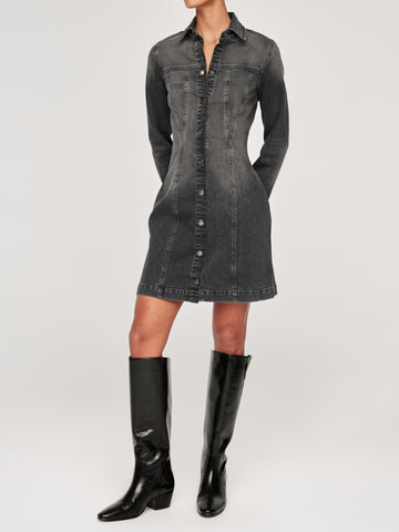 Payton Denim Dress Long Sleeve Mini | Lt. Nightshade