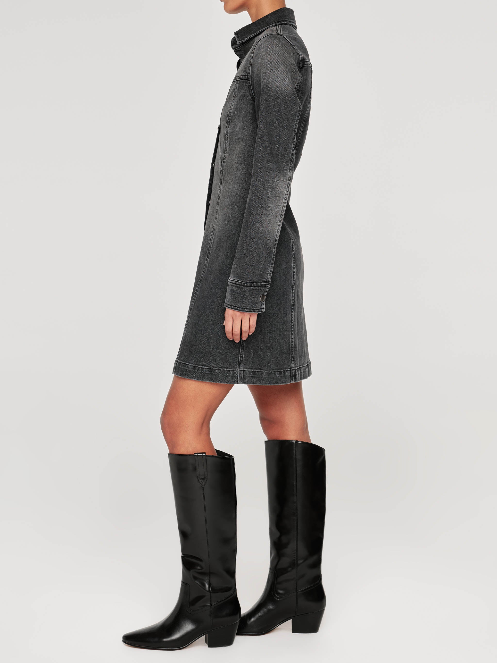 Payton Denim Dress Long Sleeve Mini | Lt. Nightshade