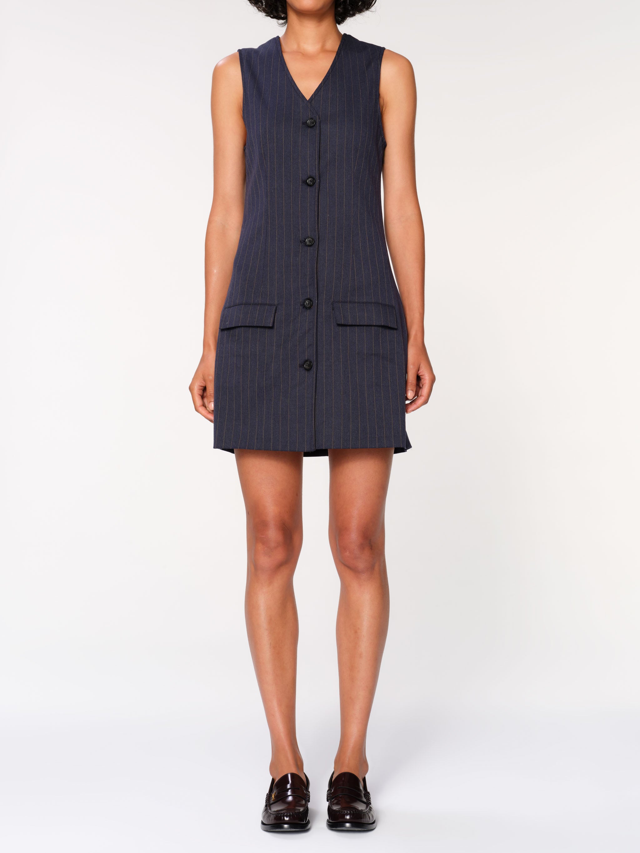 Vest Dress Mini | Pinstripe