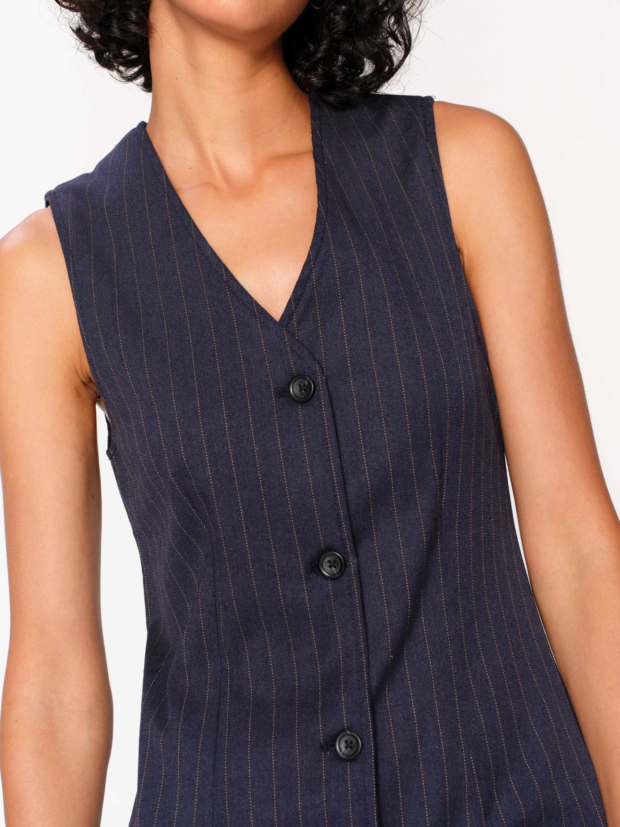 Vest Dress Mini | Pinstripe