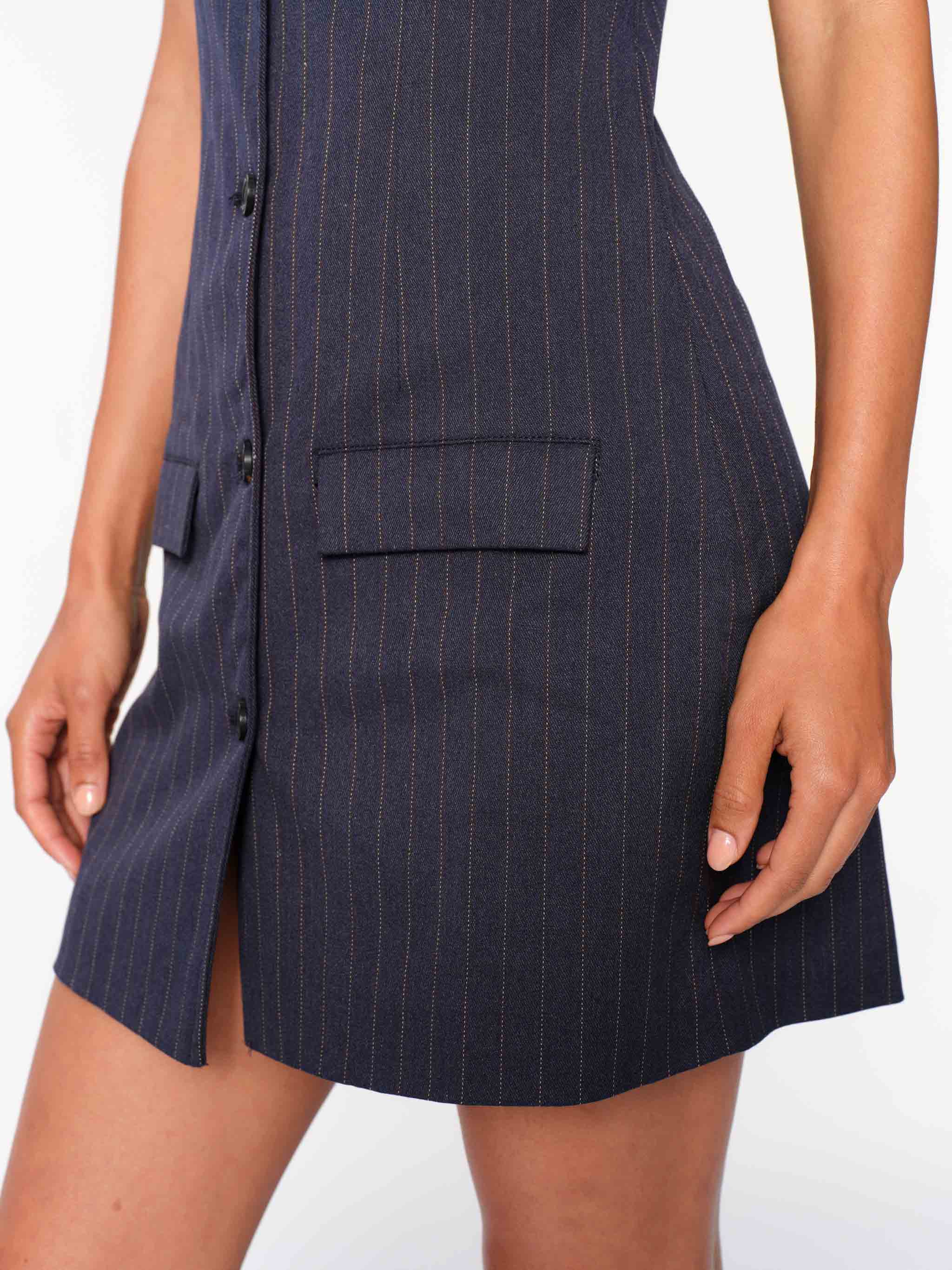 Vest Dress Mini | Pinstripe