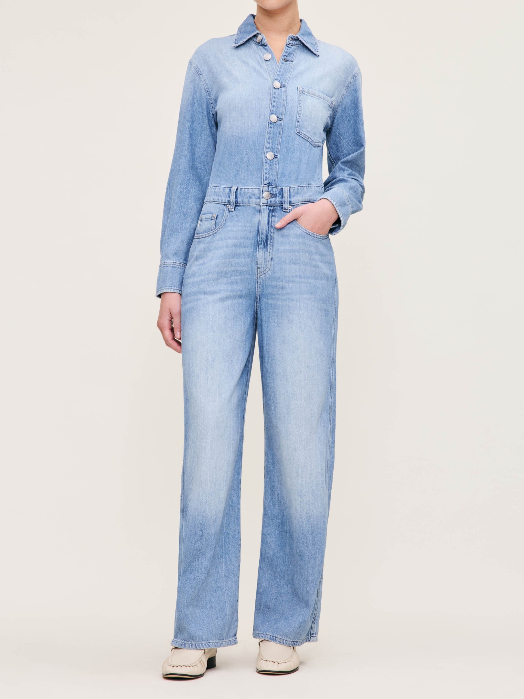 Women's Longsleeve Blue Denim Jumpsuit