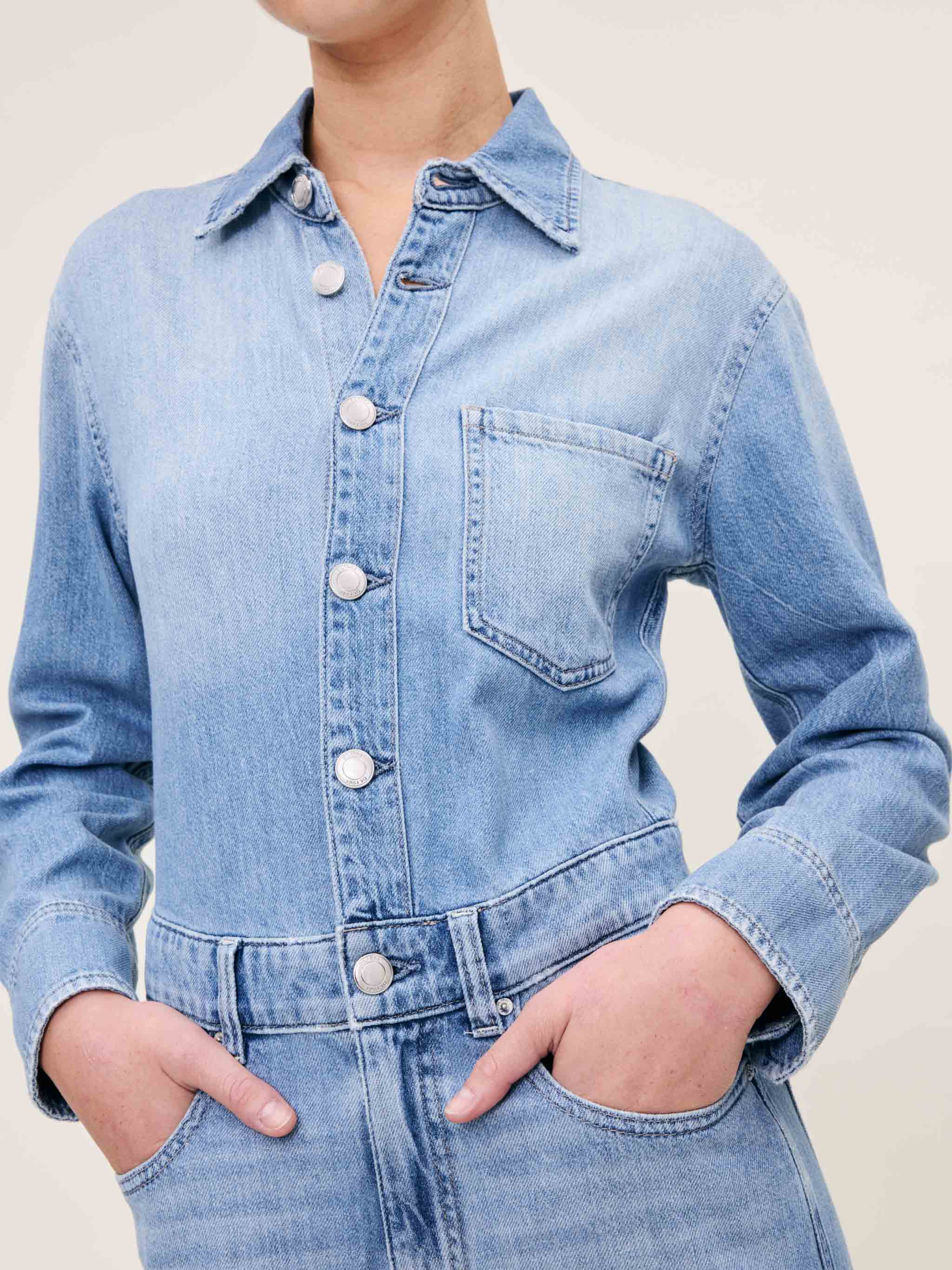 Women's Longsleeve Blue Denim Jumpsuit