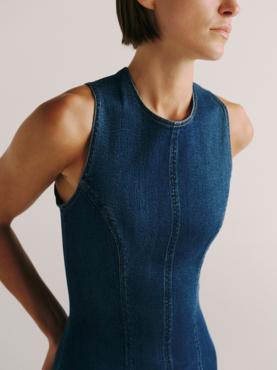 Esme Denim Midi Dress in Blue