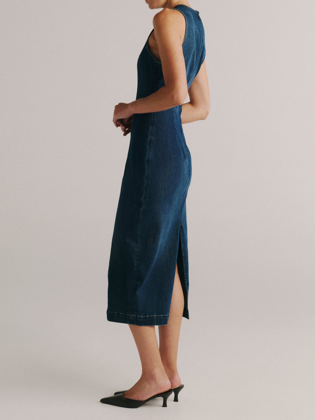 Esme Denim Midi Dress in Blue