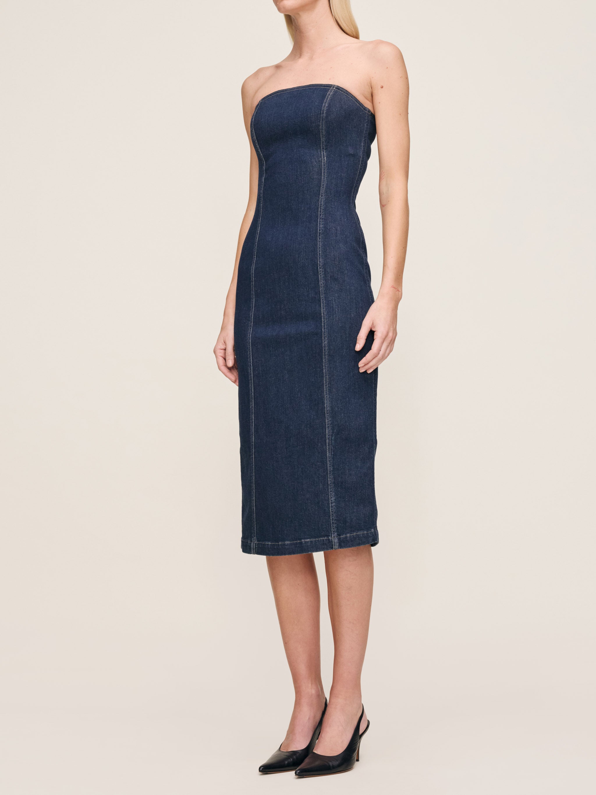Esme Dress Strapless Midi- Crescent Harbor L Esme Dress Strapless Midi- Crescent Harbor L