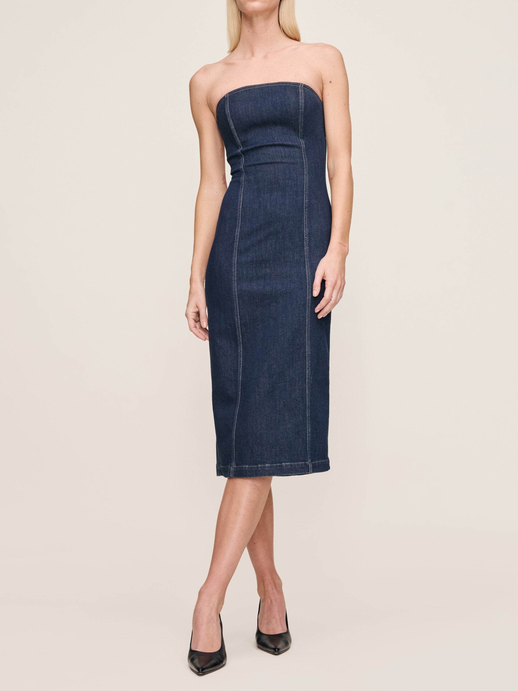 Esme Dress Strapless Midi- Crescent Harbor L Esme Dress Strapless Midi- Crescent Harbor L