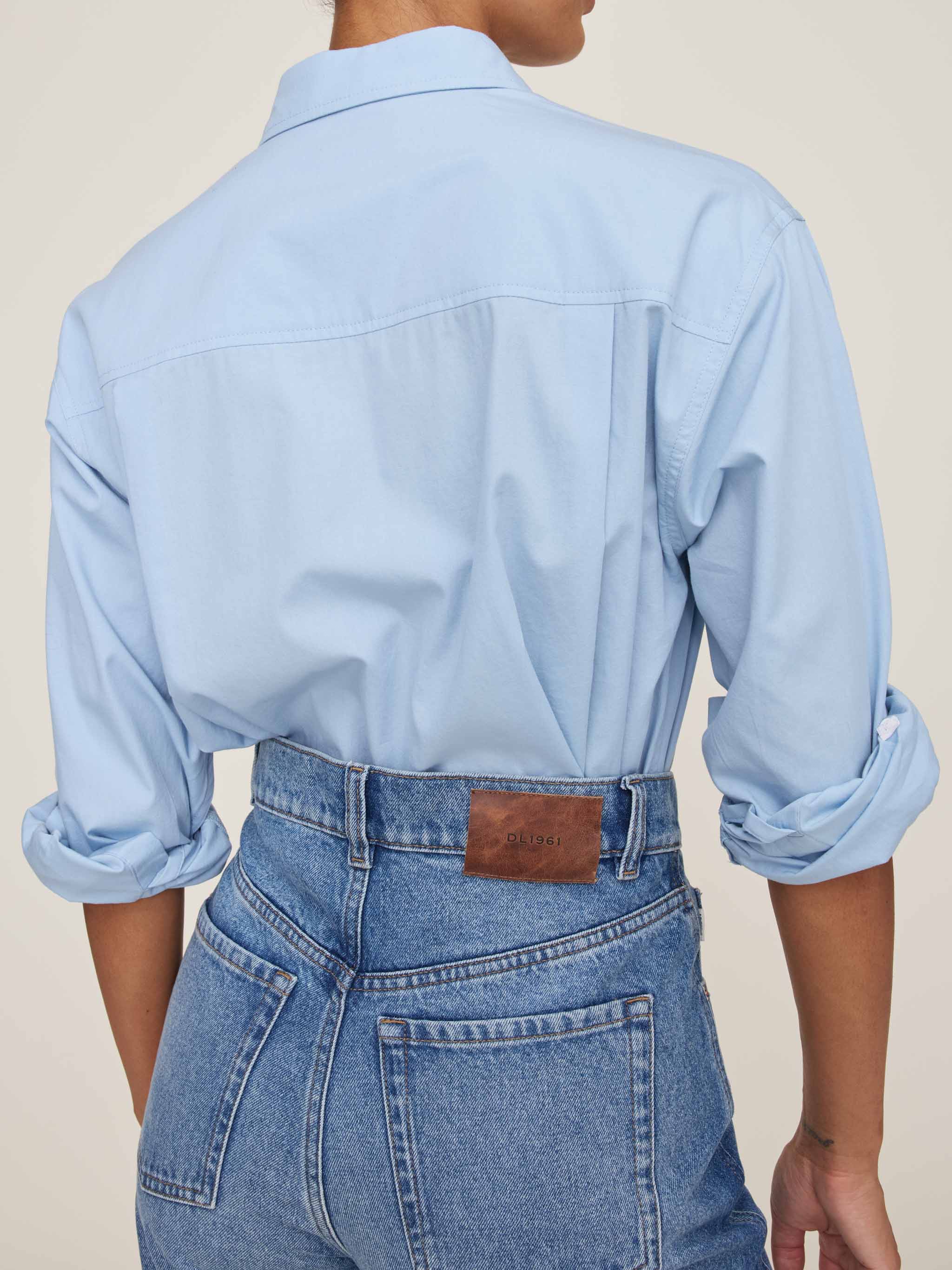 Faye Oversized Shirt | Lt Blue Poplin