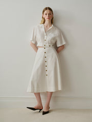 Peonie Skirt Midi | White Poplin