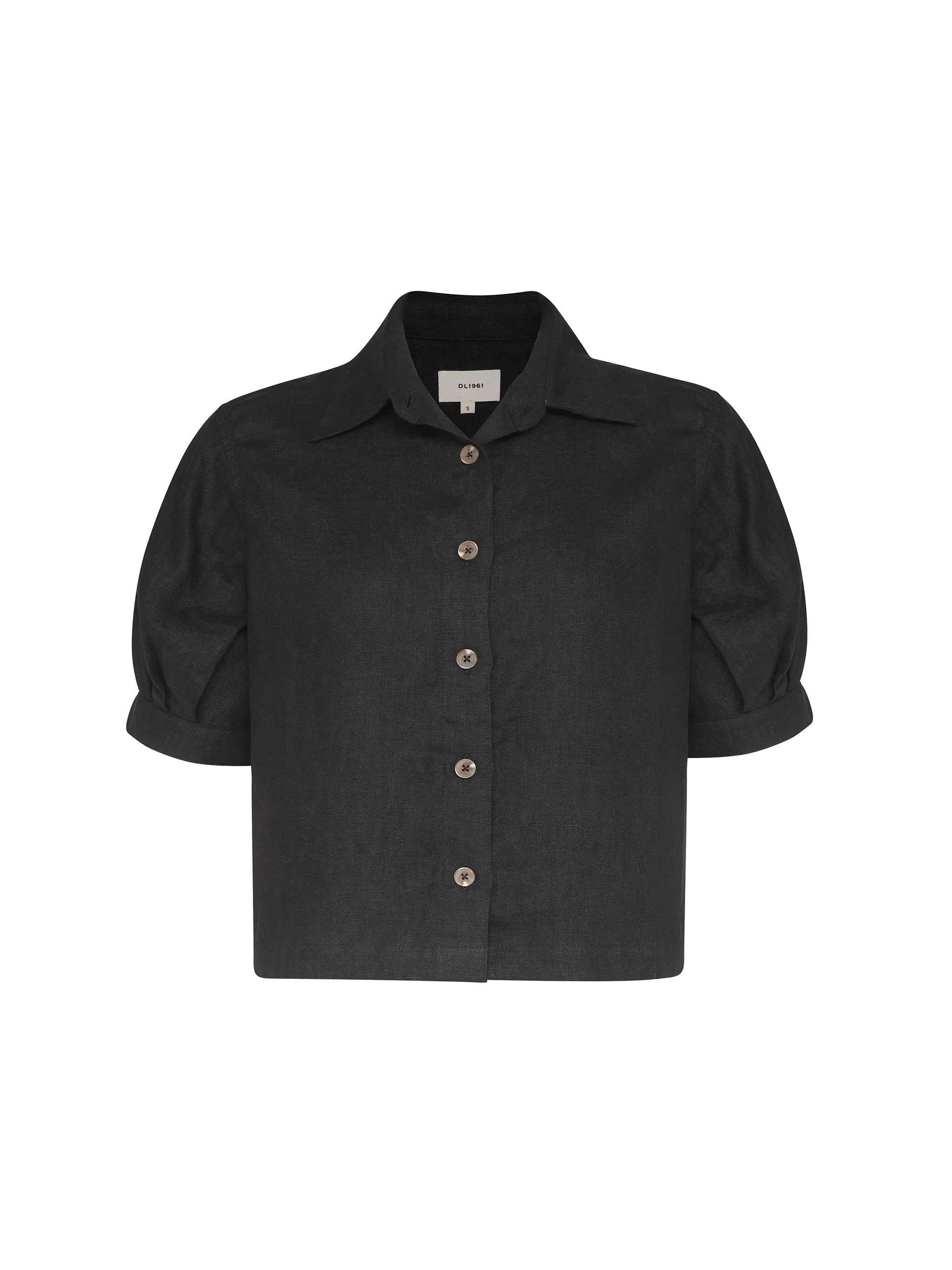Montauk Shirt Puffed Sleeve | Black Linen