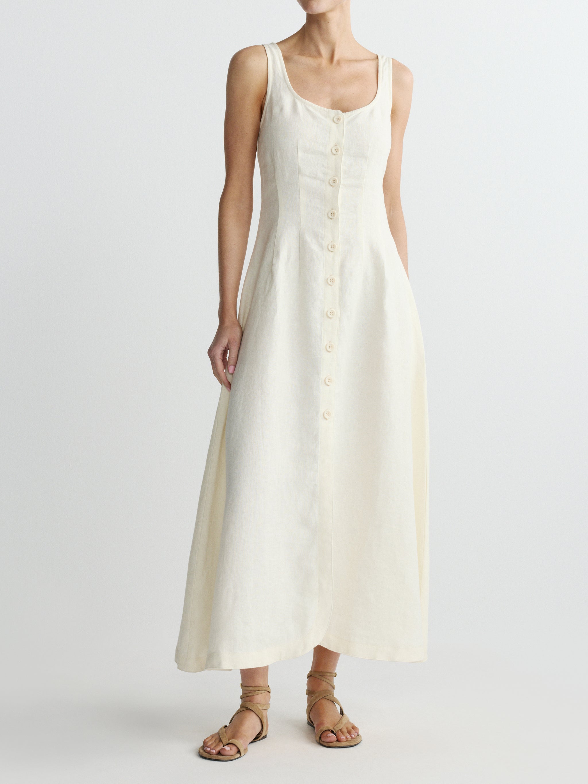 Montauk Dress Sleeveless Maxi | Crema Linen