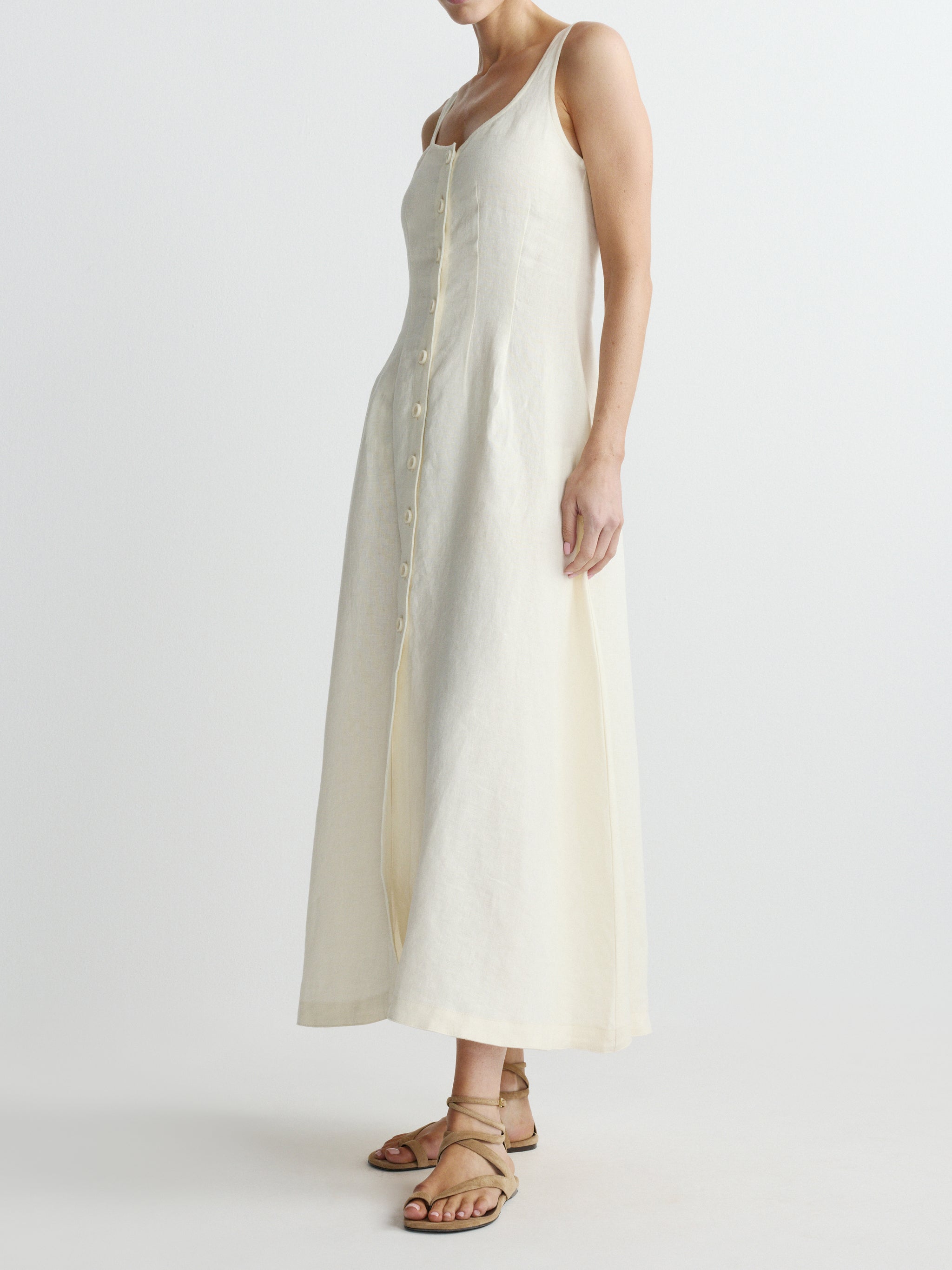 Montauk Dress Sleeveless Maxi | Crema Linen