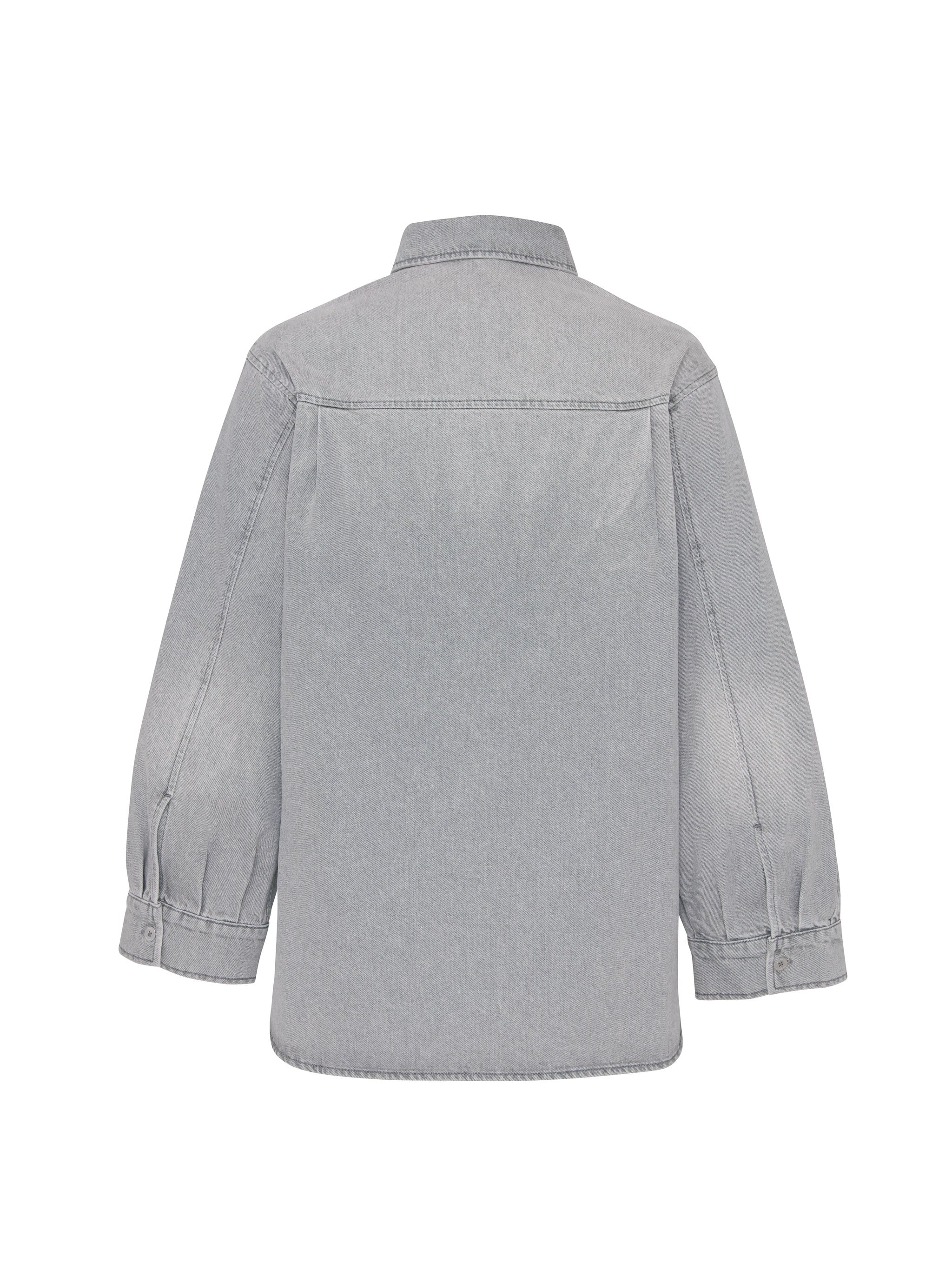 Mika Shirt in Light Smoke, ghost-mannequin product shot on white, back view.