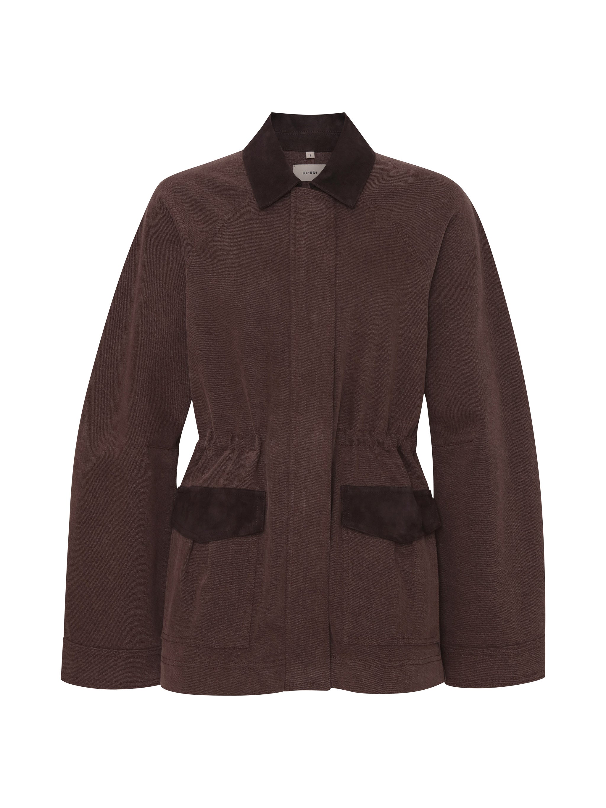Field Jacket in Brownstone, ghost-mannequin product shot on white, front view.