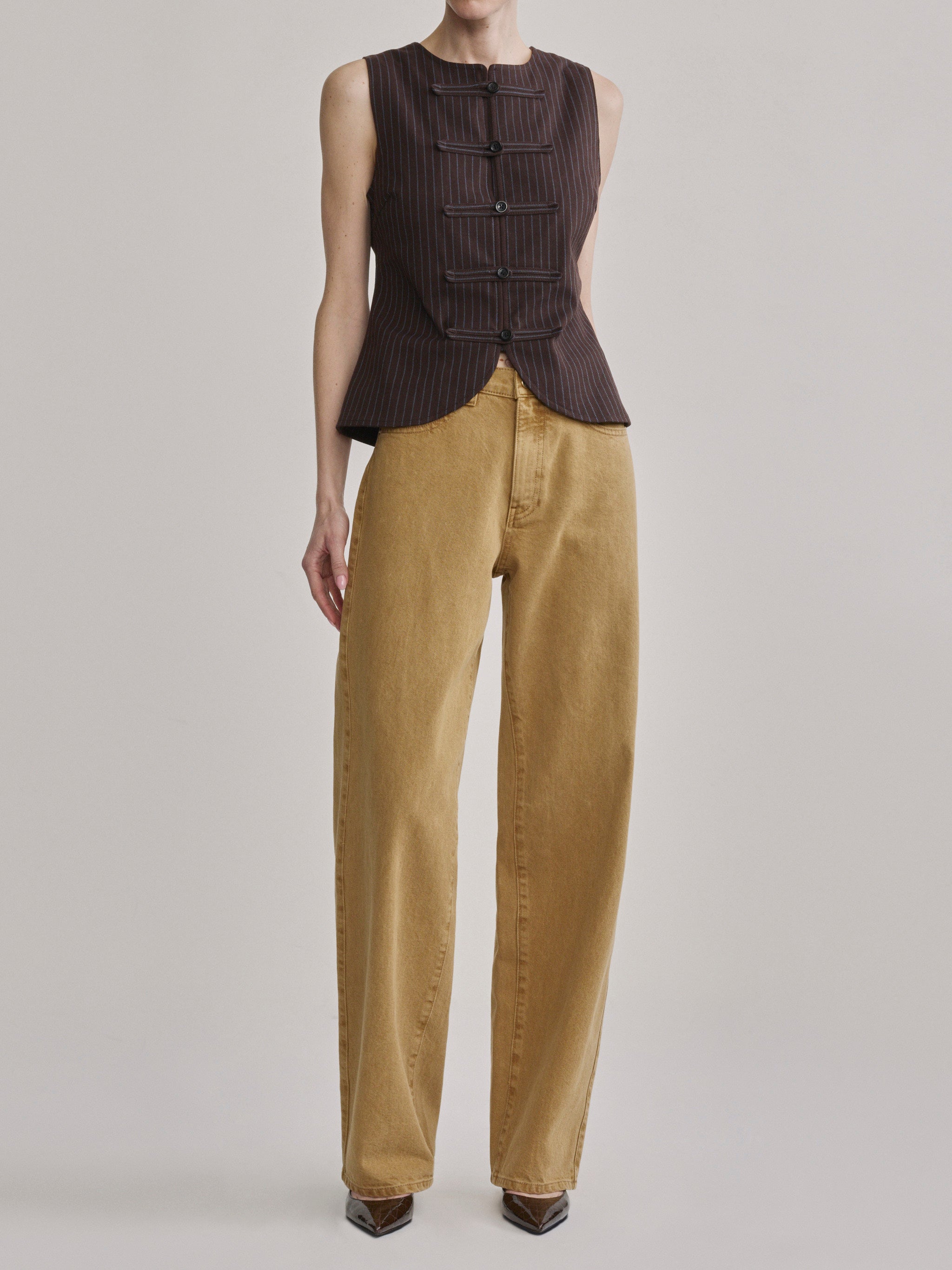 Amalie Top | Brown/Blue Stripe