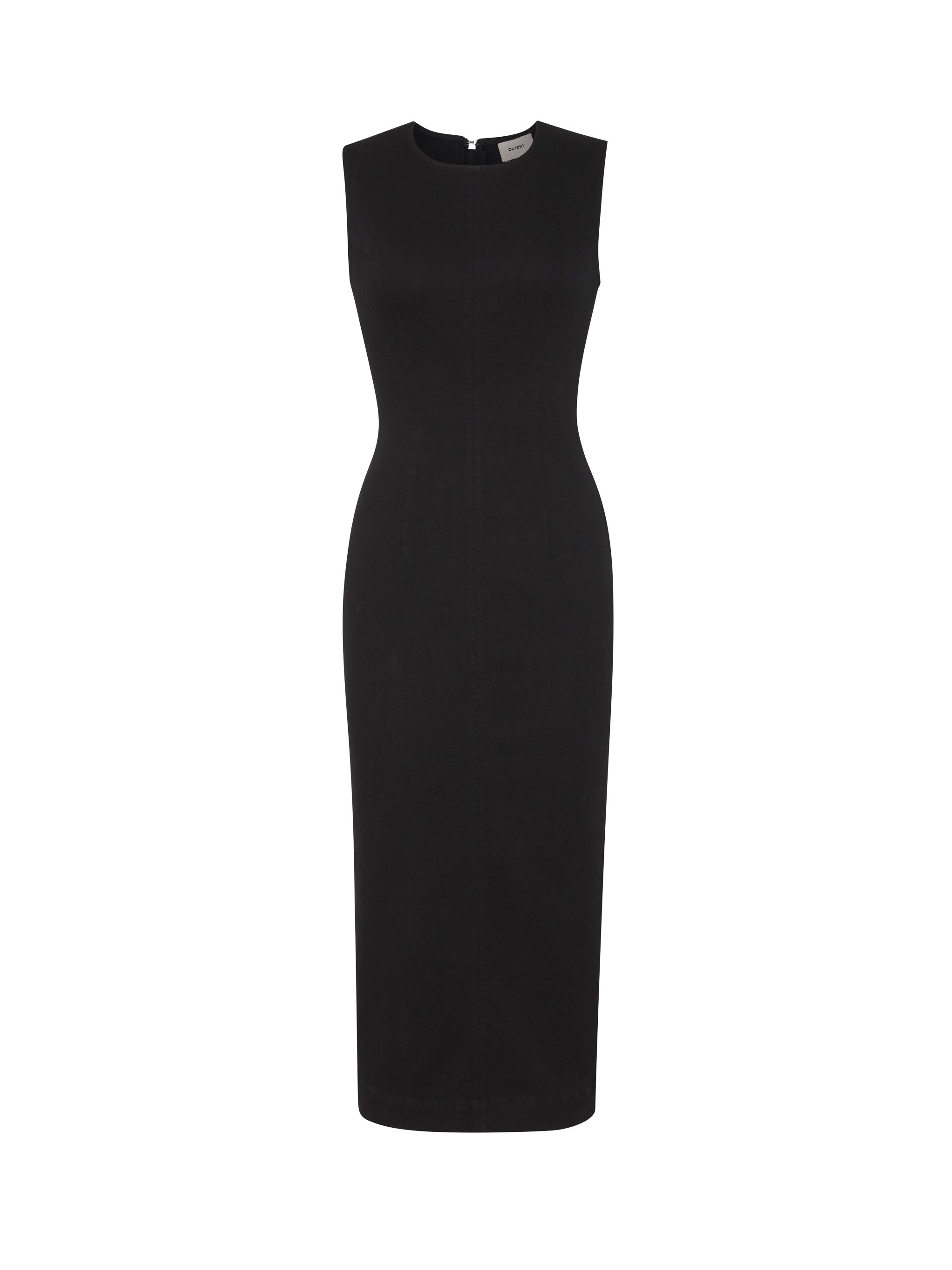Esme Midi Denim Dress in Black - Instasculpt