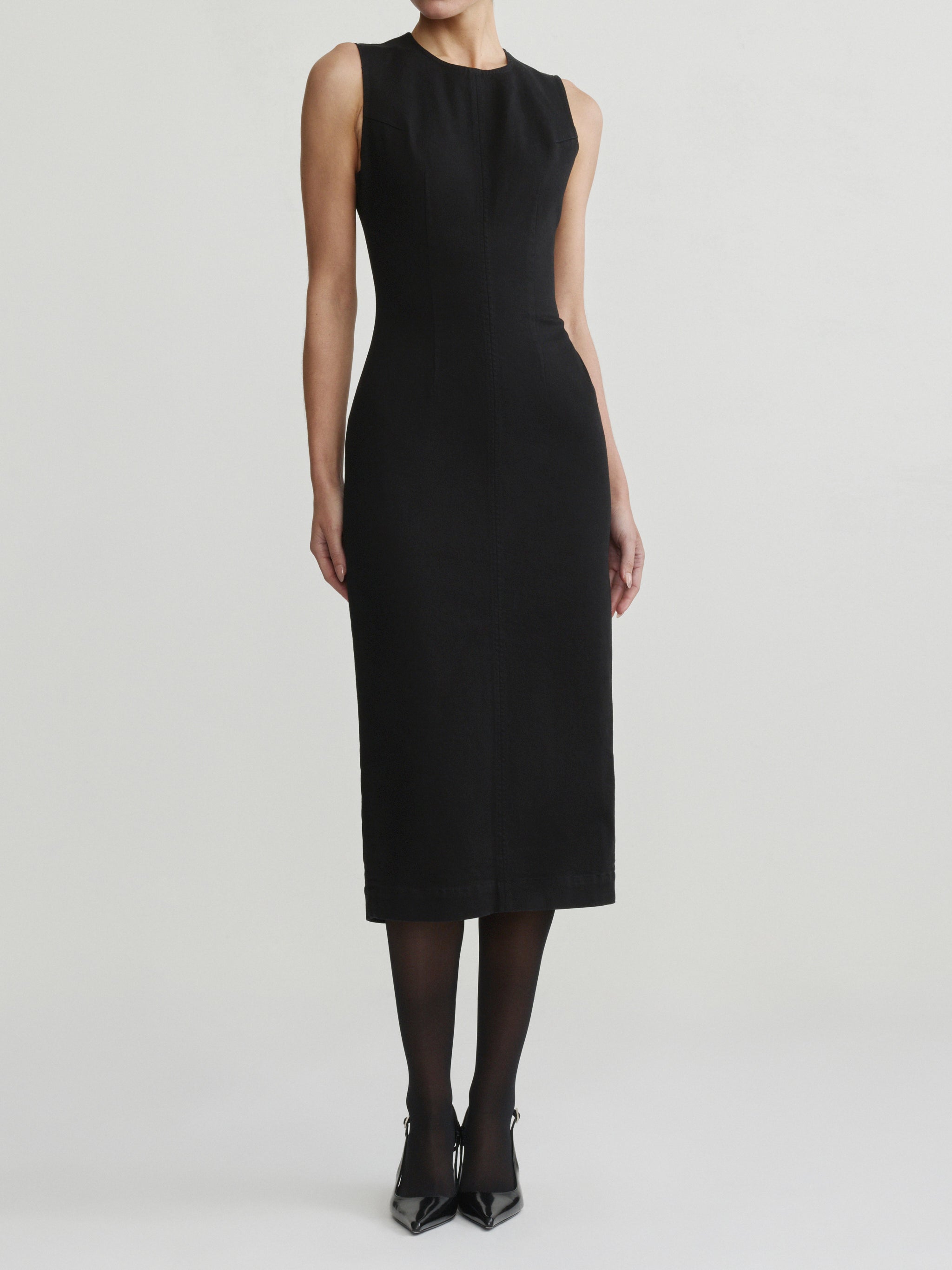 Esme Midi Denim Dress in Black - Instasculpt