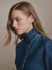 Ruffle Denim Shirt | Fall Blues Aura