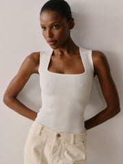 Square Neck Top Instasculpt™ Rib | White