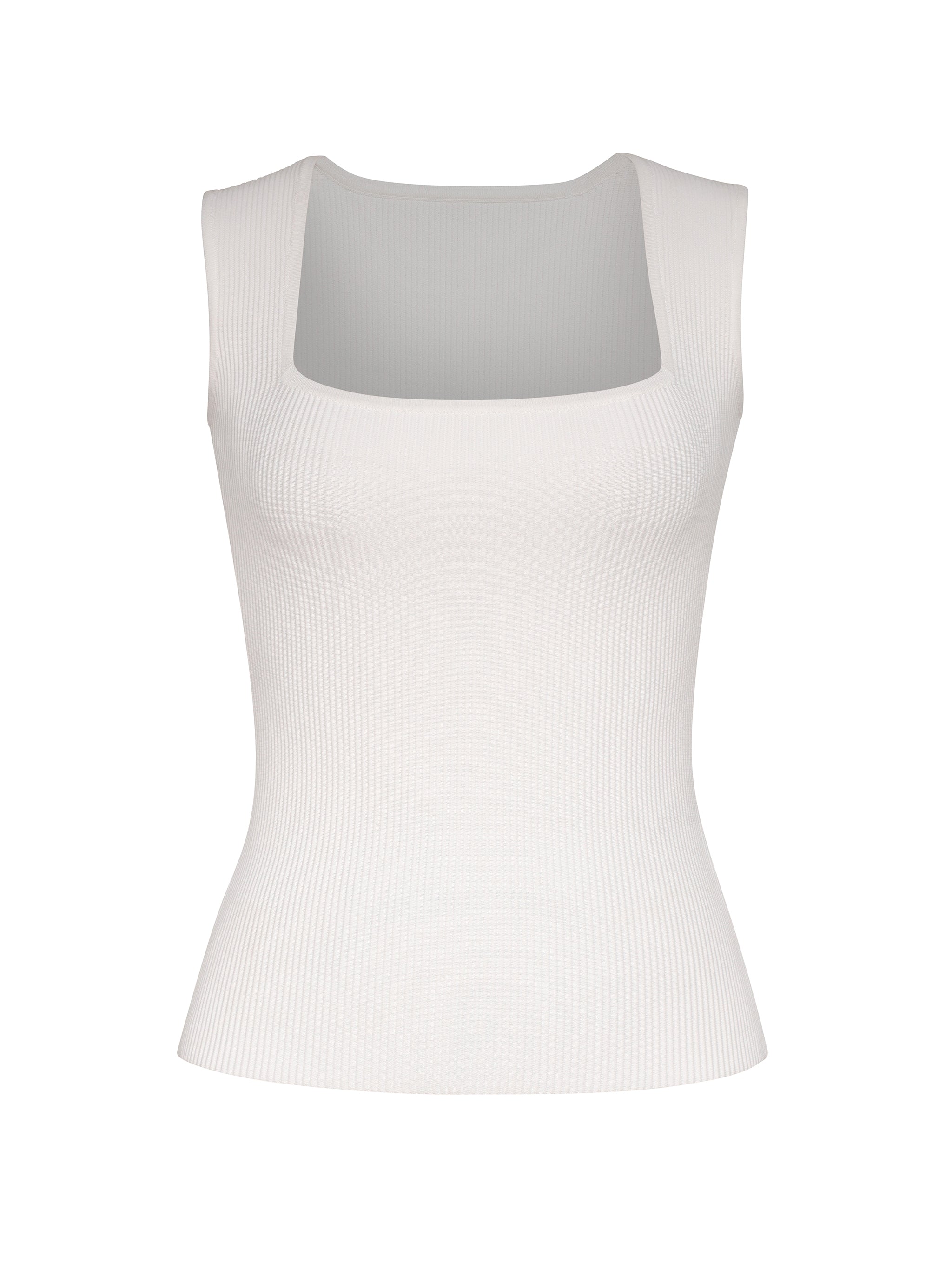 Square Neck Top Instasculpt™ Rib | White