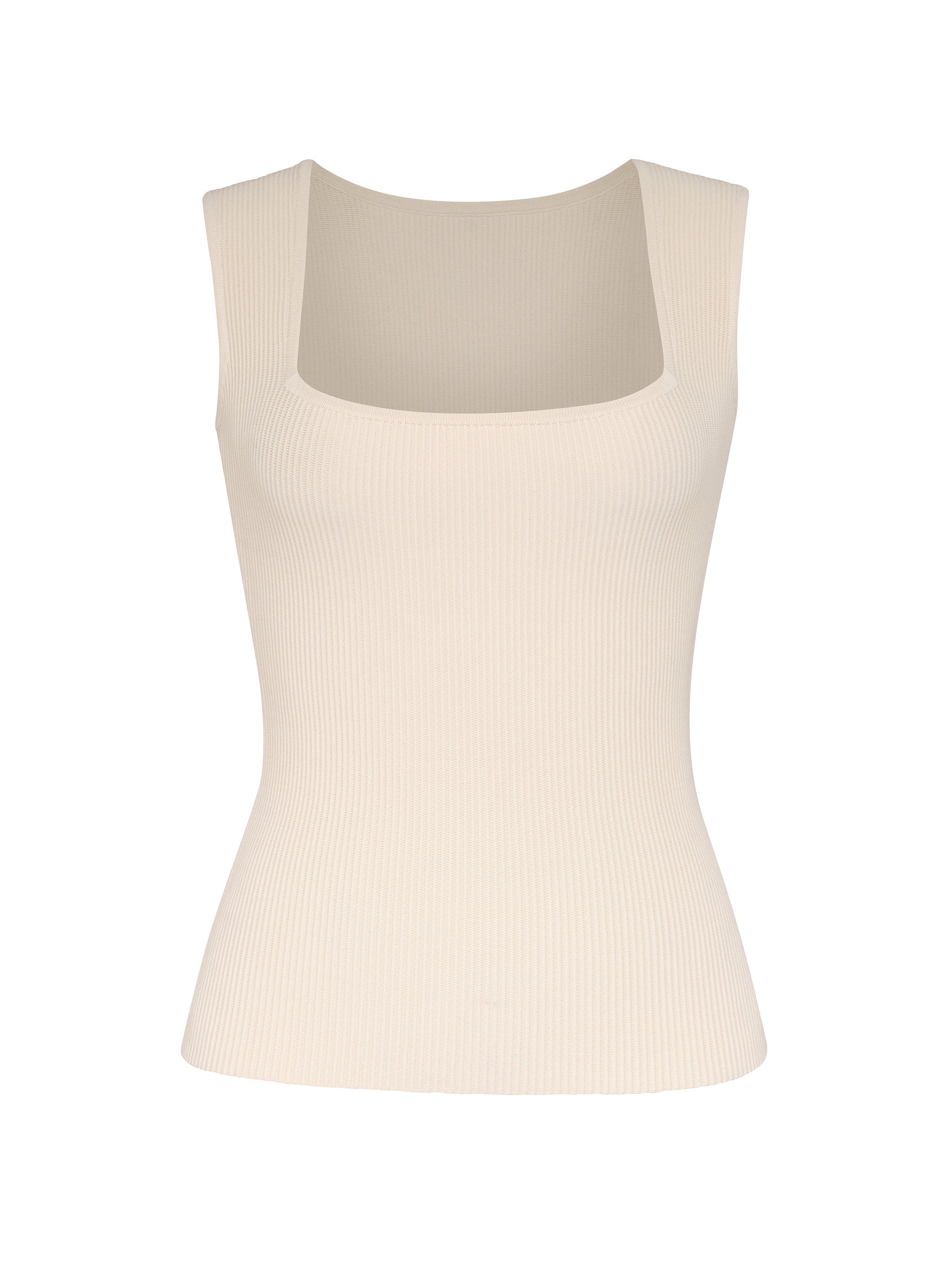 Square Neck Top Instasculpt™ Rib | Ivory