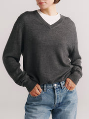 x Olympia V-Neck Cashmere Sweater | Dark Grey