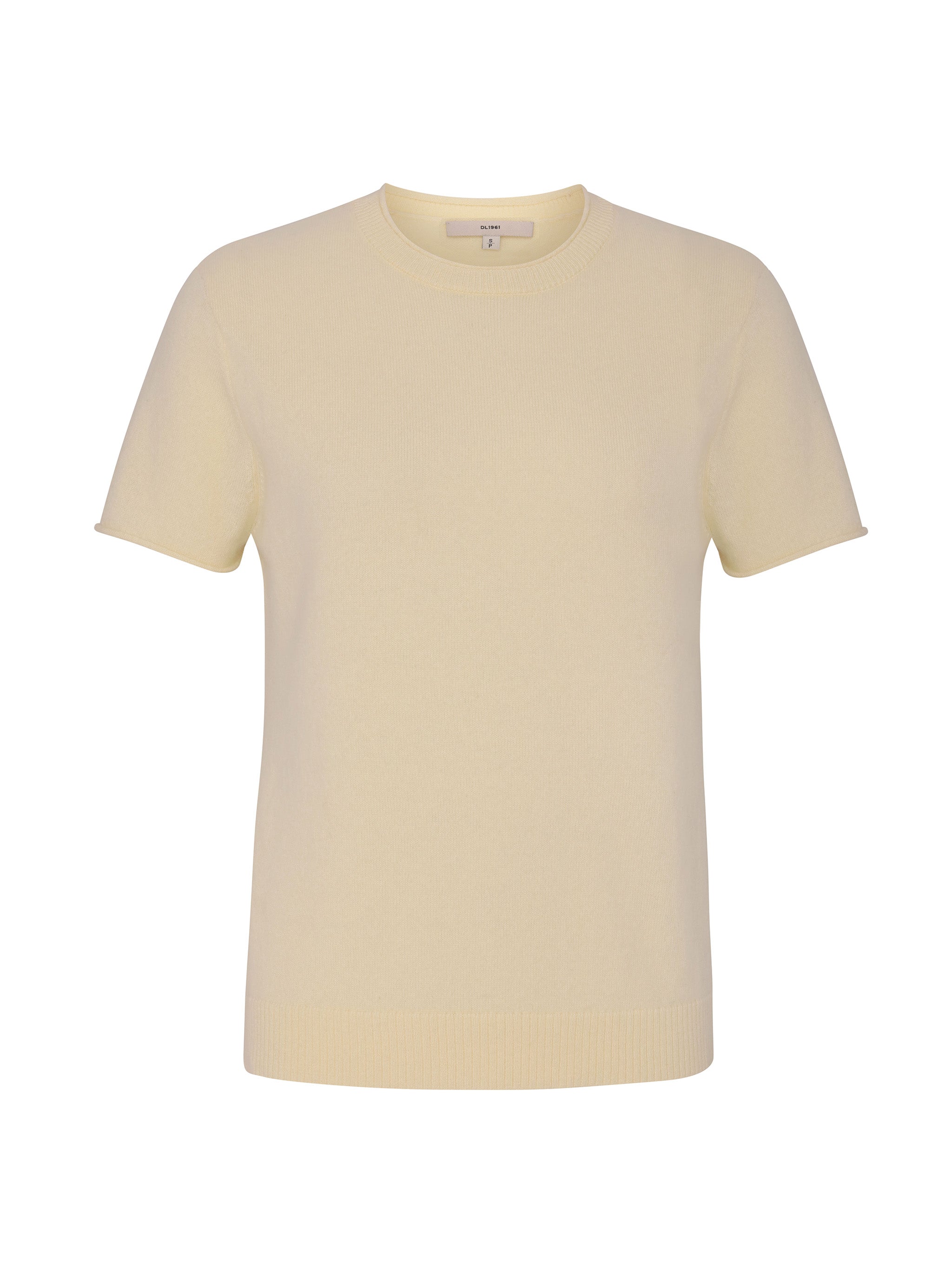 Knit Tee in Moonlight, ghost-mannequin product shot on white, front view.