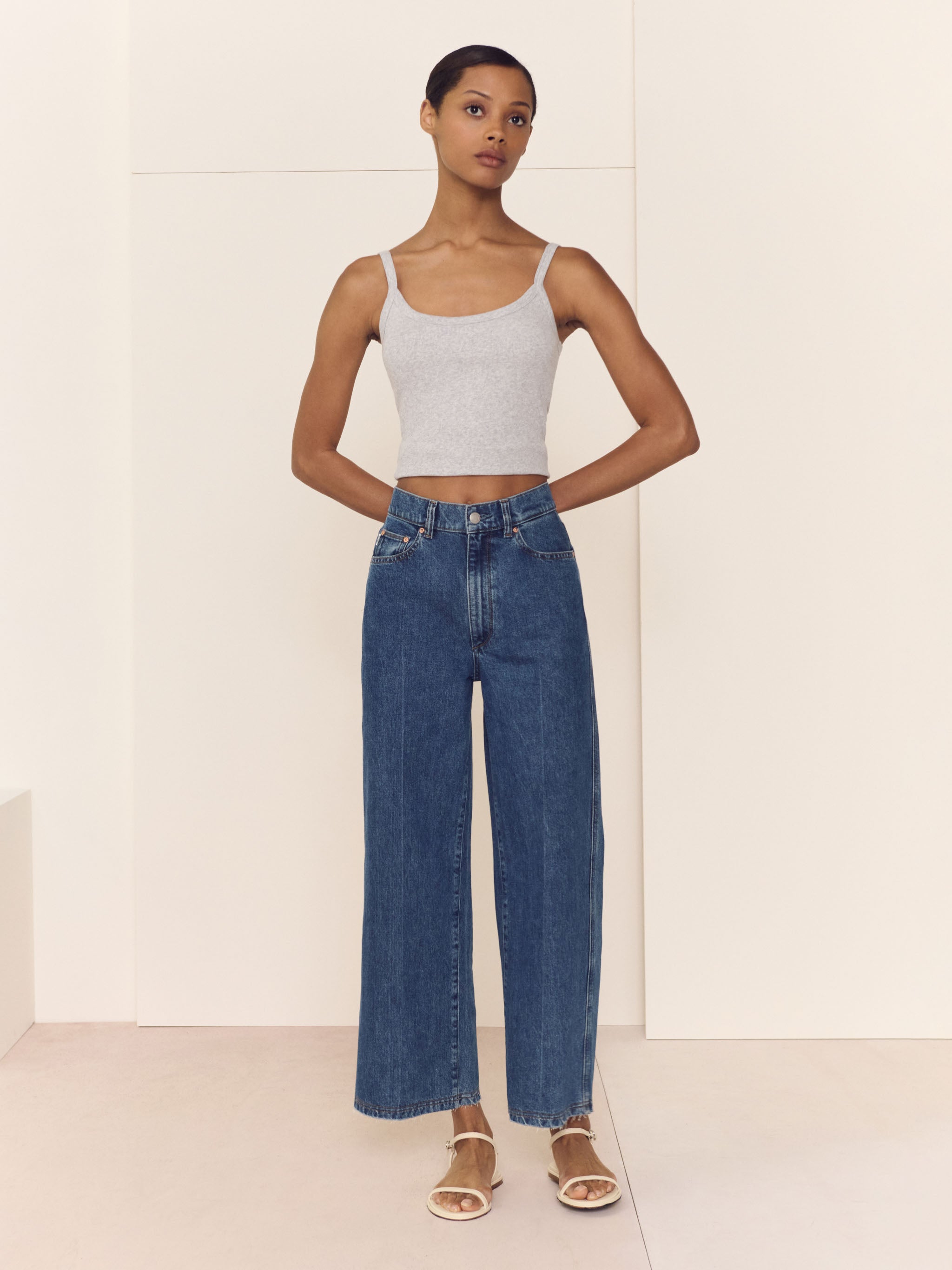 Hepburn Wide Leg High Rise Ankle Jeans | North Beach