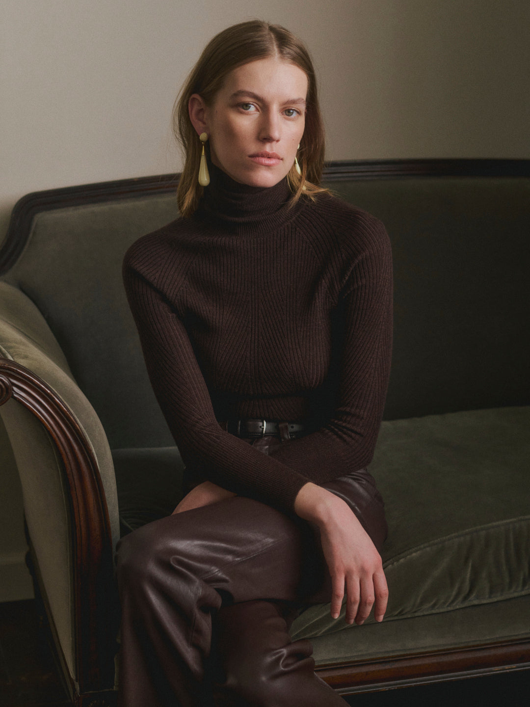Raglan Sleeve Turtleneck Sweater | Brunette