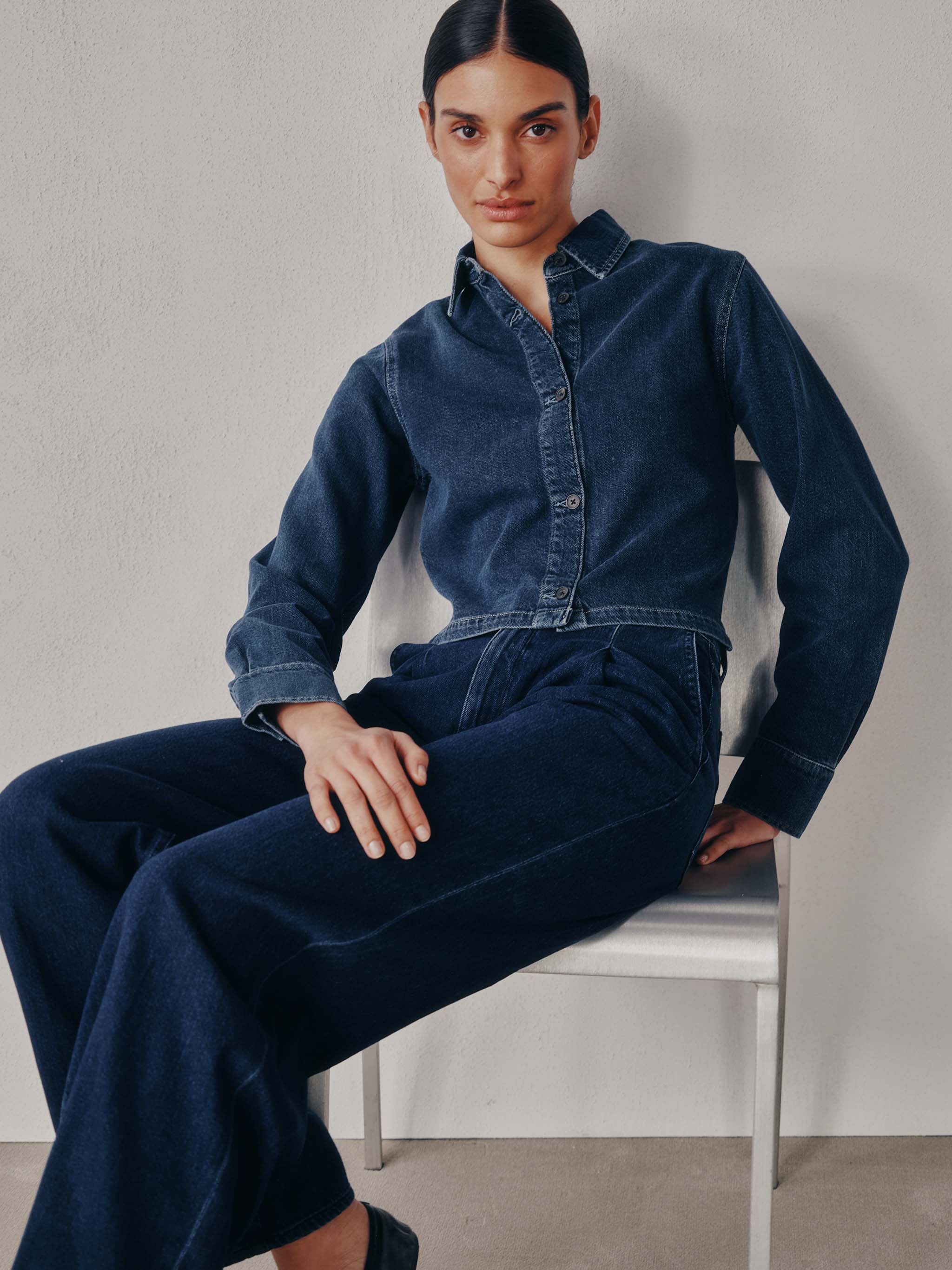 women's wide leg blue jean