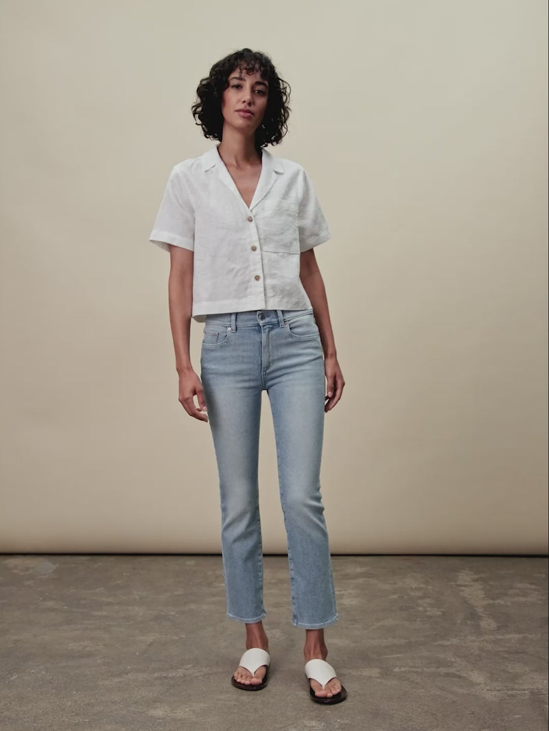 women's straight blue jean