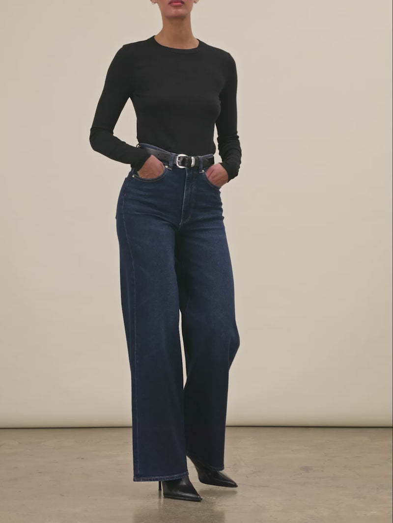 women's wide leg blue jean