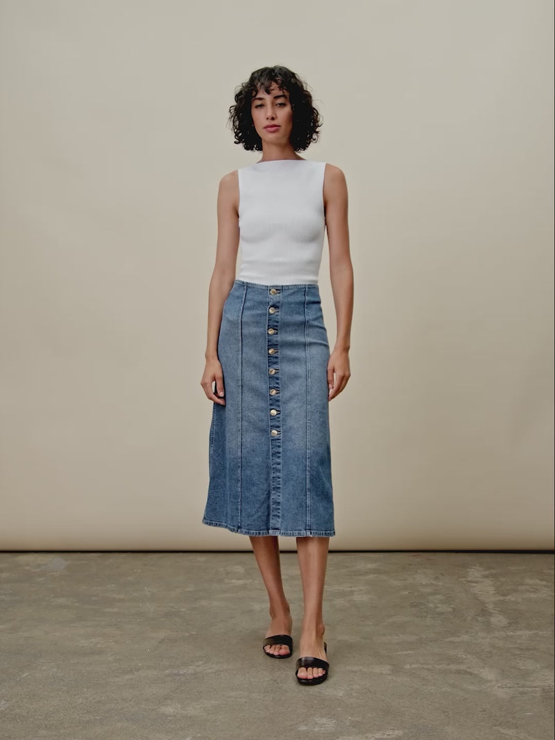 women's blue jean skirt