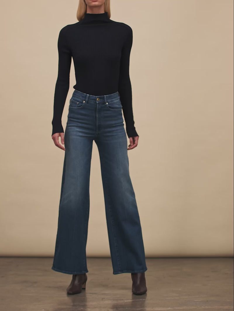 women's wide leg blue jean